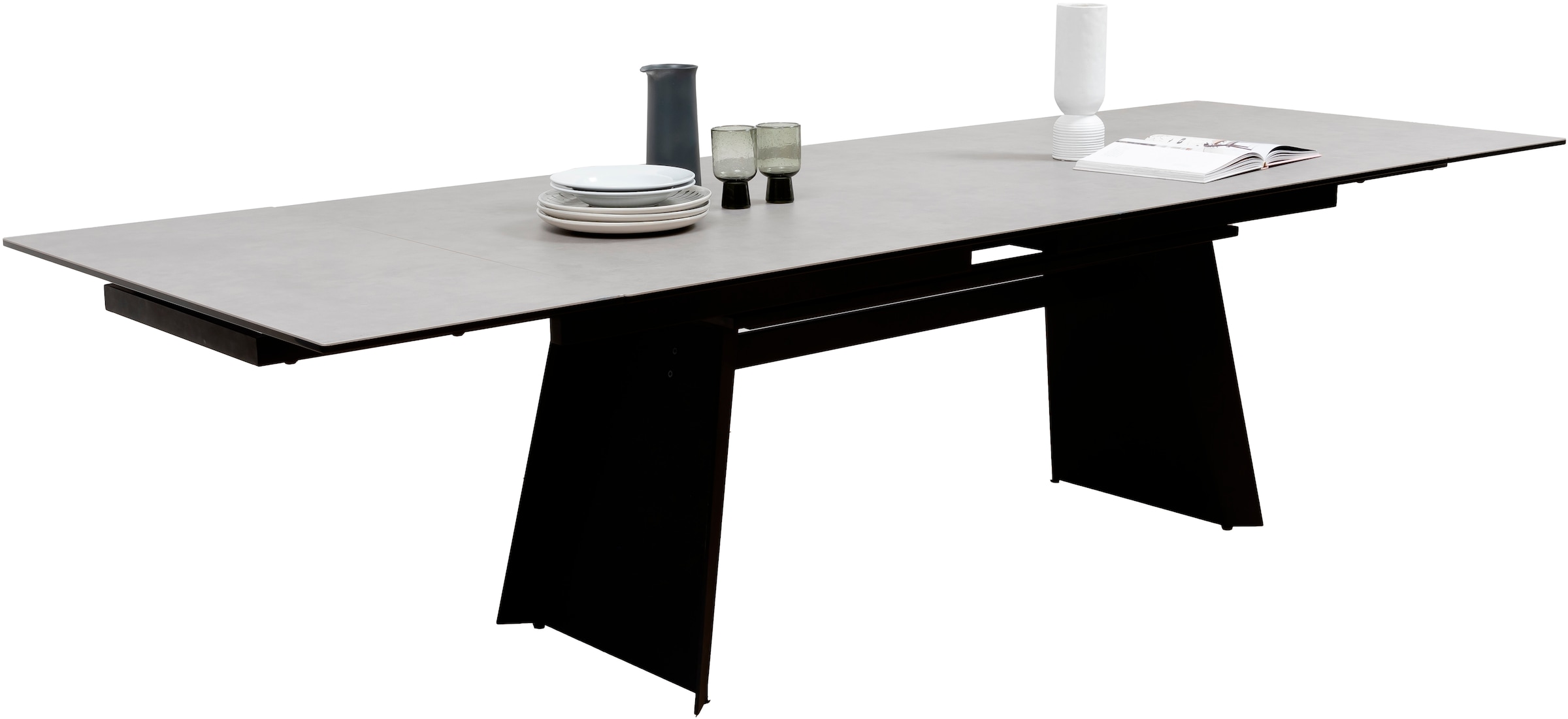 MCA furniture Esstisch »MOLINARA Auzugtisch 200-290cm hellgrau«, (1 St.), Keramik, Metall, Stirnauszug, ausziehbar, 10-12 Personen