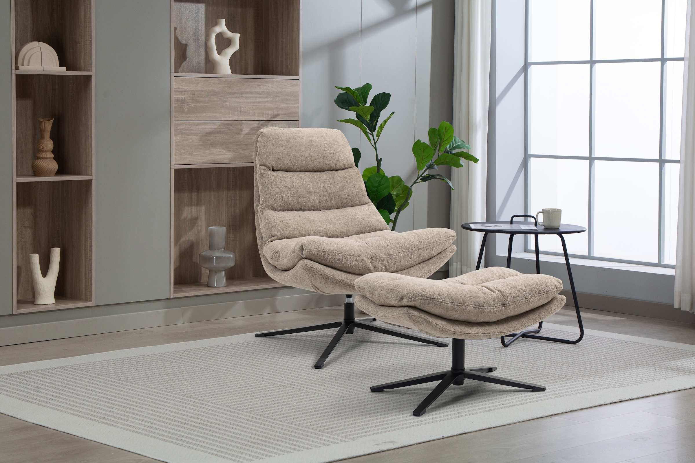 Duo Collection Relaxsessel »Porto« 360° drehbar, doppelte Polsterung, mit Hocker, bis 115 kg belastbar