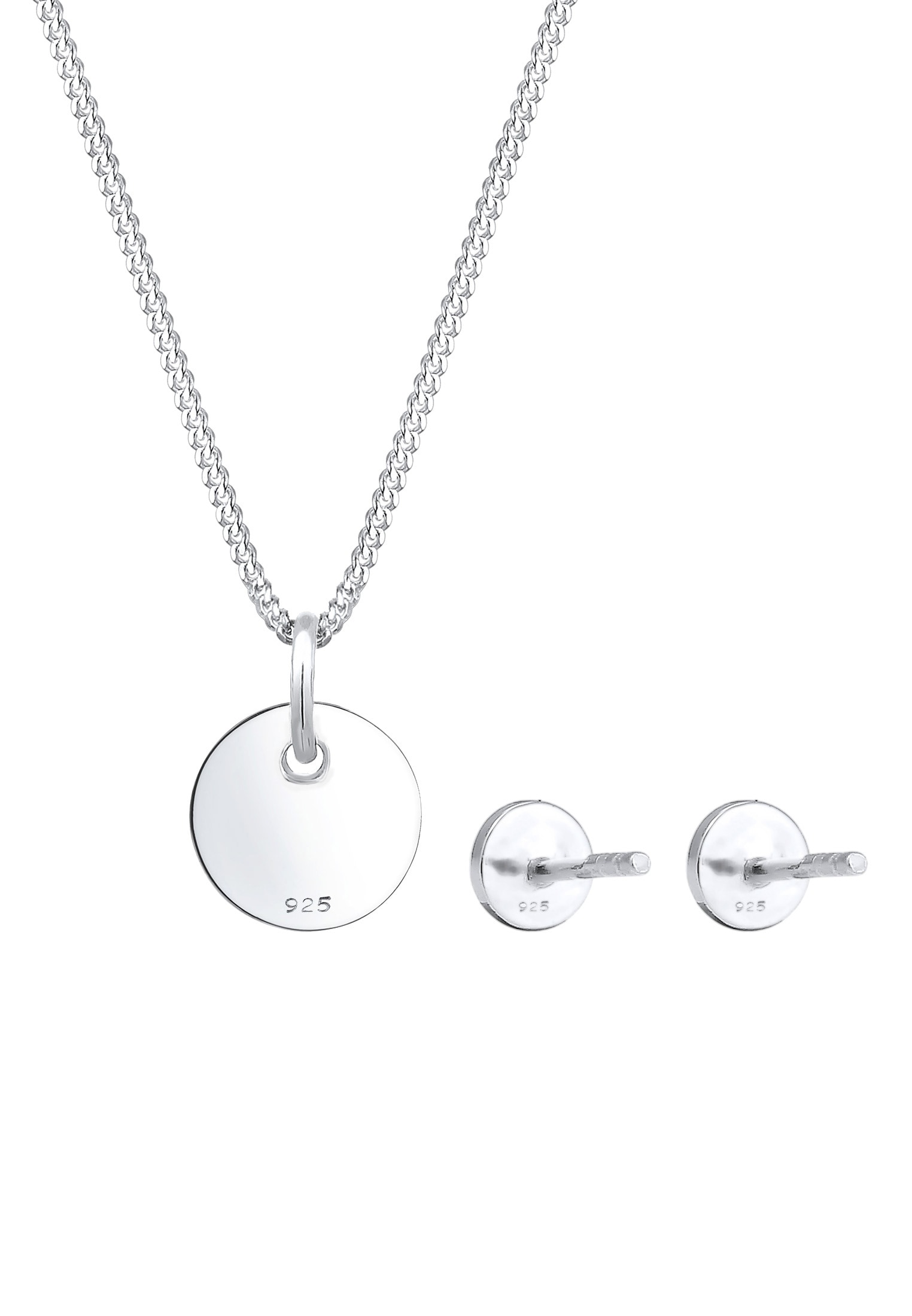 Elli Ohrring und Ketten Set »Schmuckset Halskette Ohrstecker Plättchen 925 Sterling Silber« ()