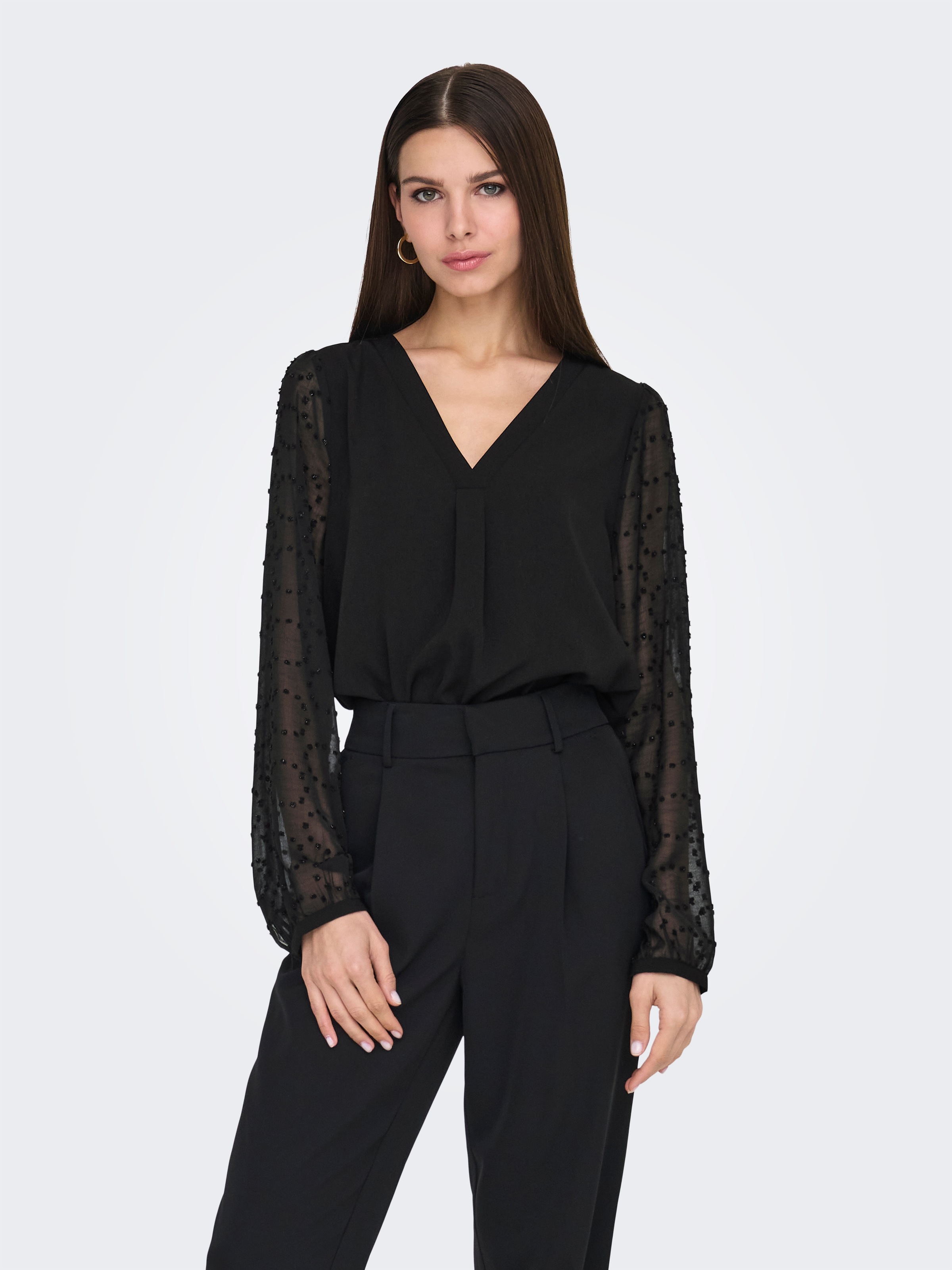 ONLY Shirtbluse »ONLMASJA FR L/S V-NECK SHIRT CS PTM«