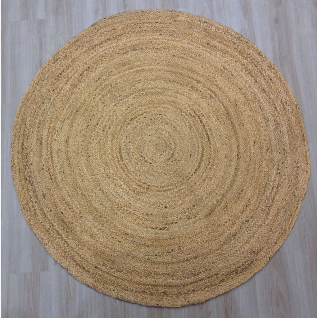 DELAVITA Teppich »Inga«, rund, 14 mm Höhe, Naturprodukt aus Jute, Wendeteppich, handgewebt, Wohnzimmer