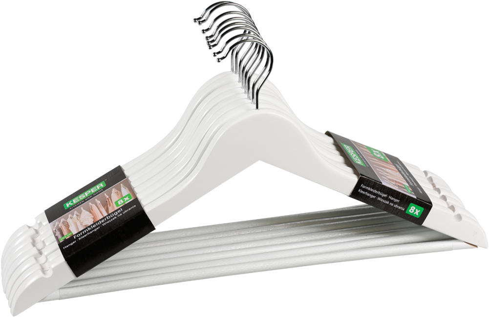 KESPER® Kleiderbügel »Formkleiderbügel, 8er Set, FSC« mit rutschfestem Hosensteg und praktischen Rockkerben