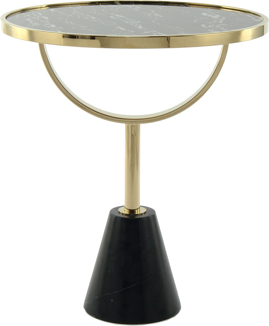 Kayoom Beistelltisch »Oscar 125, edle marmorierte Glasplatte« 1 Stk. tlg. ausgefallenes Gestell, stabiler Marmorfuß, marmorierte Glasplatte