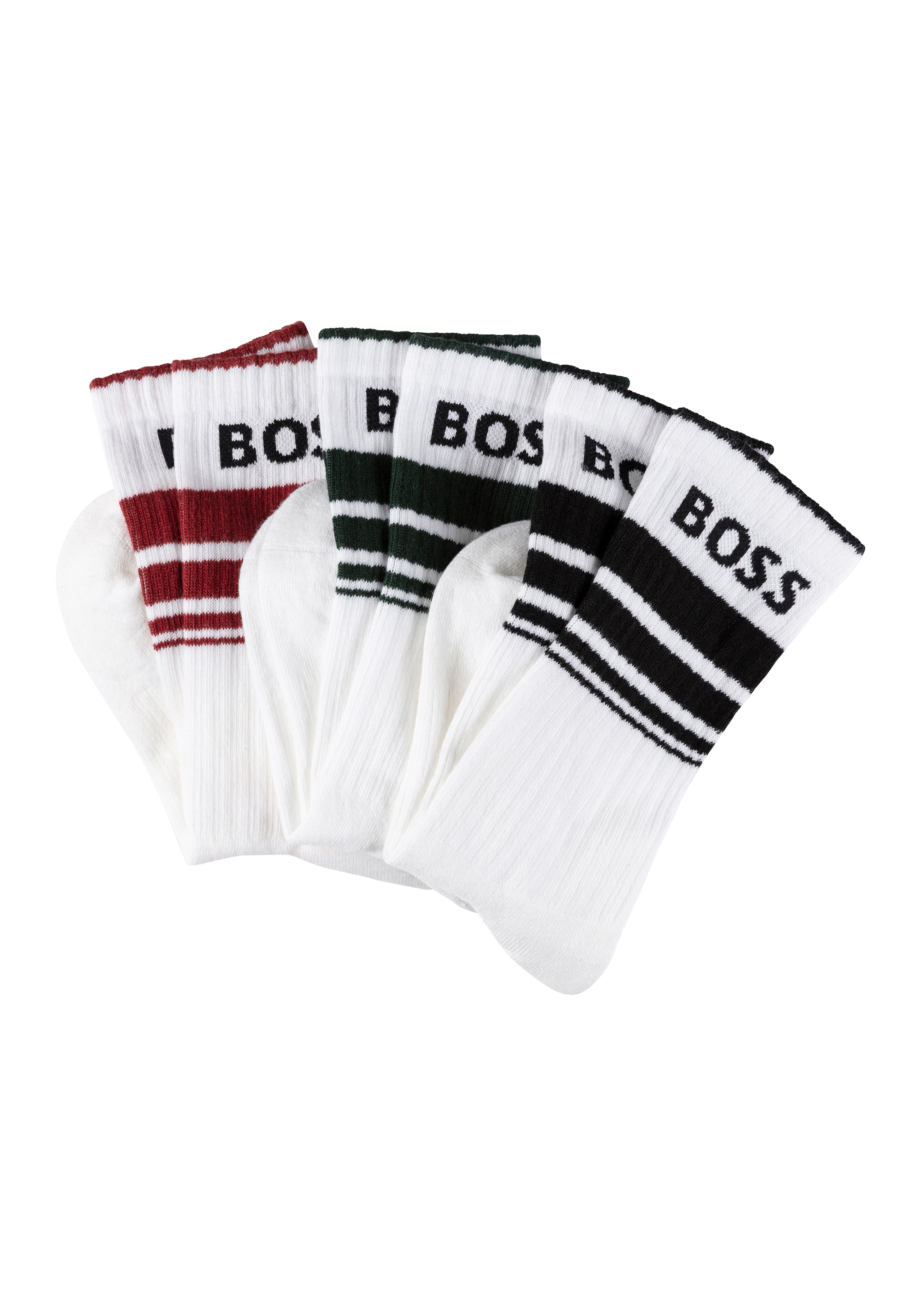 Freizeitsocken »3P QS Rib Stripe CC«, (Packung, 3 Paar), mit BOSS Logo