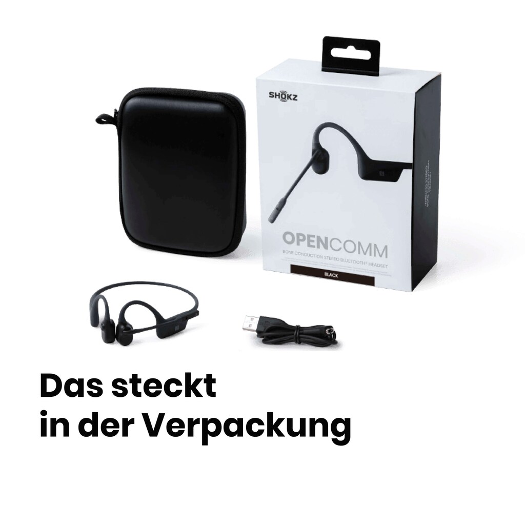 Shokz Bluetooth-Kopfhörer »OpenComm«, Bluetooth-Wireless-A2DP Bluetooth-AVRCP Bluetooth-HSP-HFP-NFC, Noise-Cancelling-Freisprechfunktion