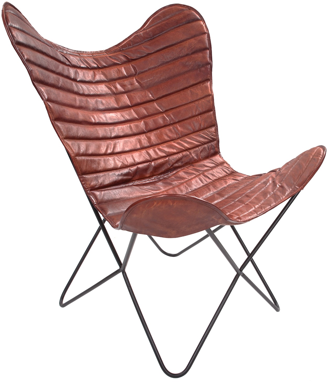 Kayoom 4-Fußstuhl »Schmetterling Stuhl Santiago, Schmetterlingsstuhl aus Leder«, 1 St., pflegeleicht, hochwertig, hochwertig verarbeitet, hoher Sitzkomfort