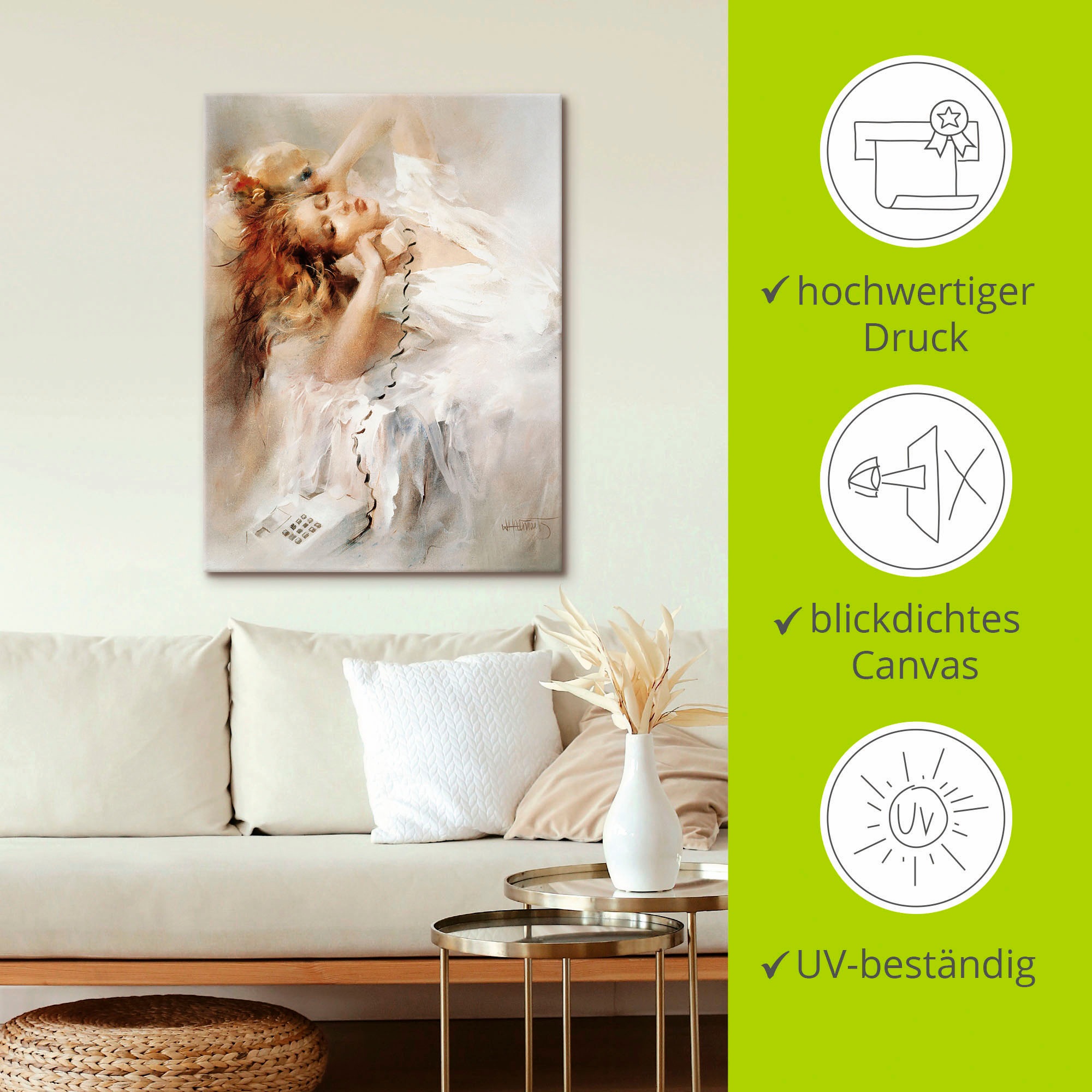 Artland »Hoffnungsvoll« Frau 1 Stk. tlg. auf Holzrahmen gespannt