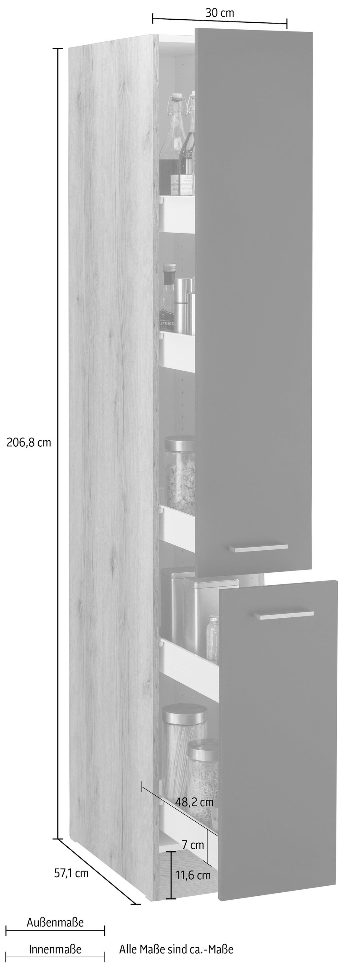 OPTIFIT Apothekerschrank »Iver«, Breite 30 cm, mit 2 Auszügen, 5 Ablagen  auf Rechnung kaufen