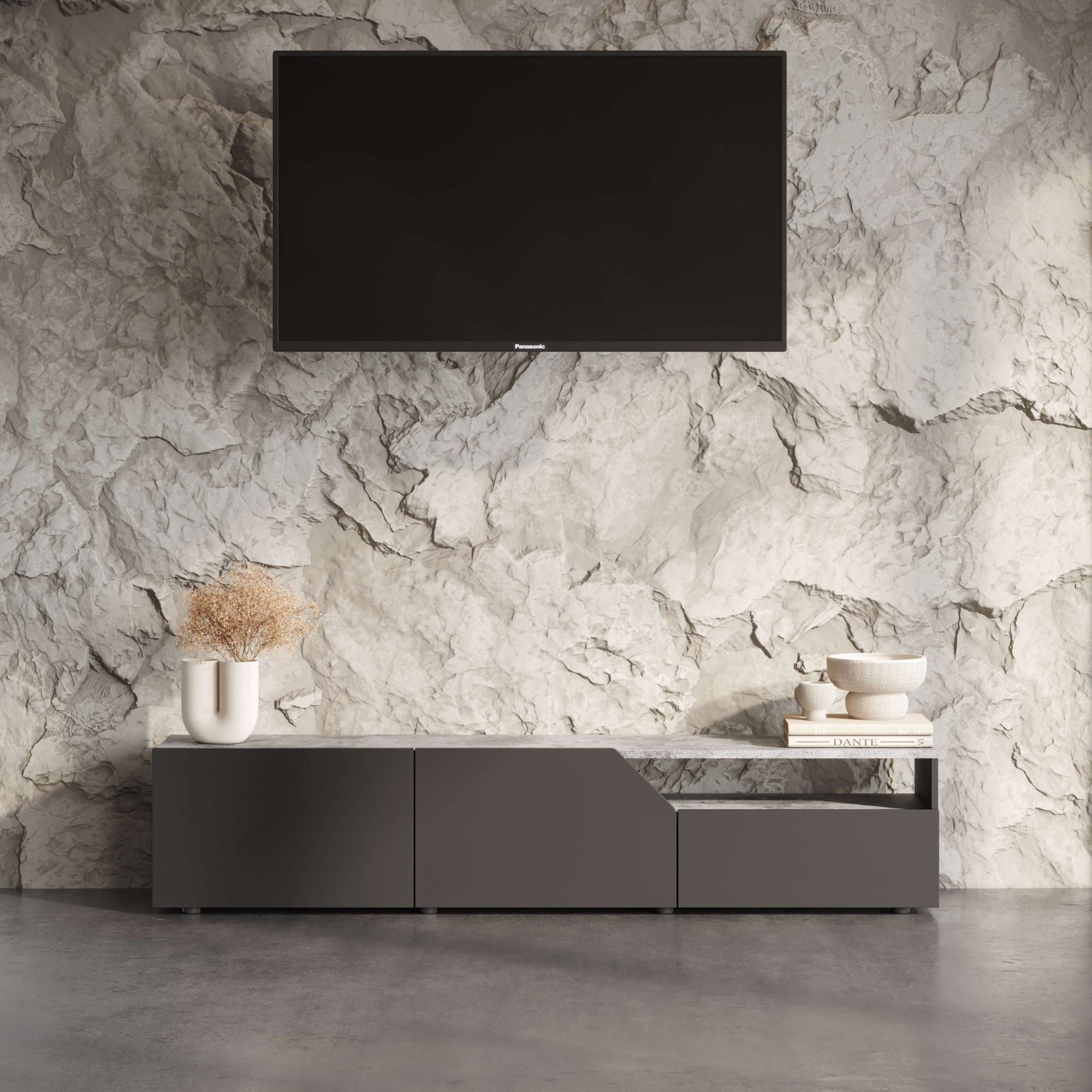 TemaHome TV-Bank »Verone TV Tisch, platsparendes Design, Lowboard,«, praktische Türen, offenes Fach, Breite 180 cm