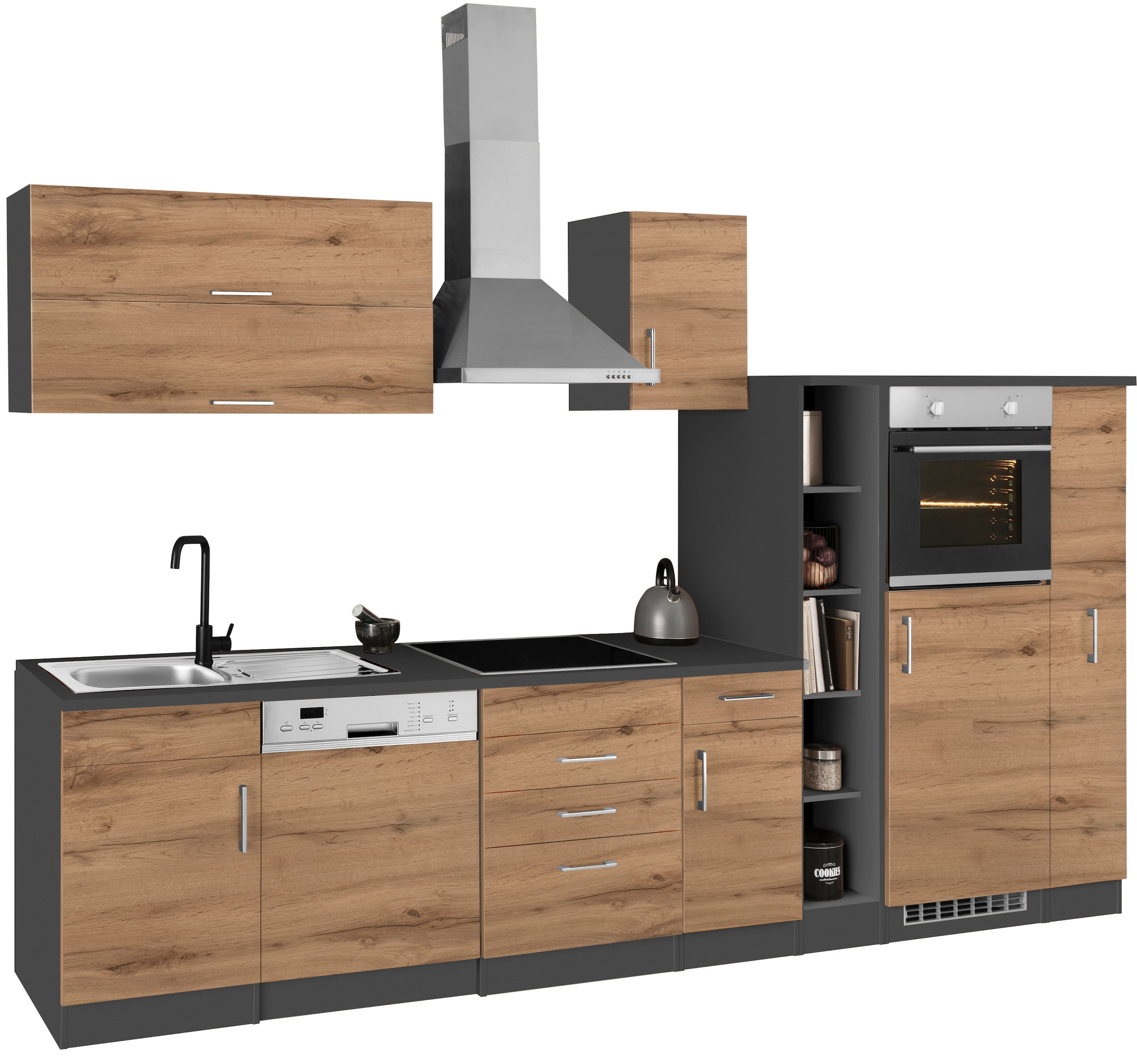 KOCHSTATION Küchenzeile »KS-Colmar« mit E-Geräten, Breite 330 cm