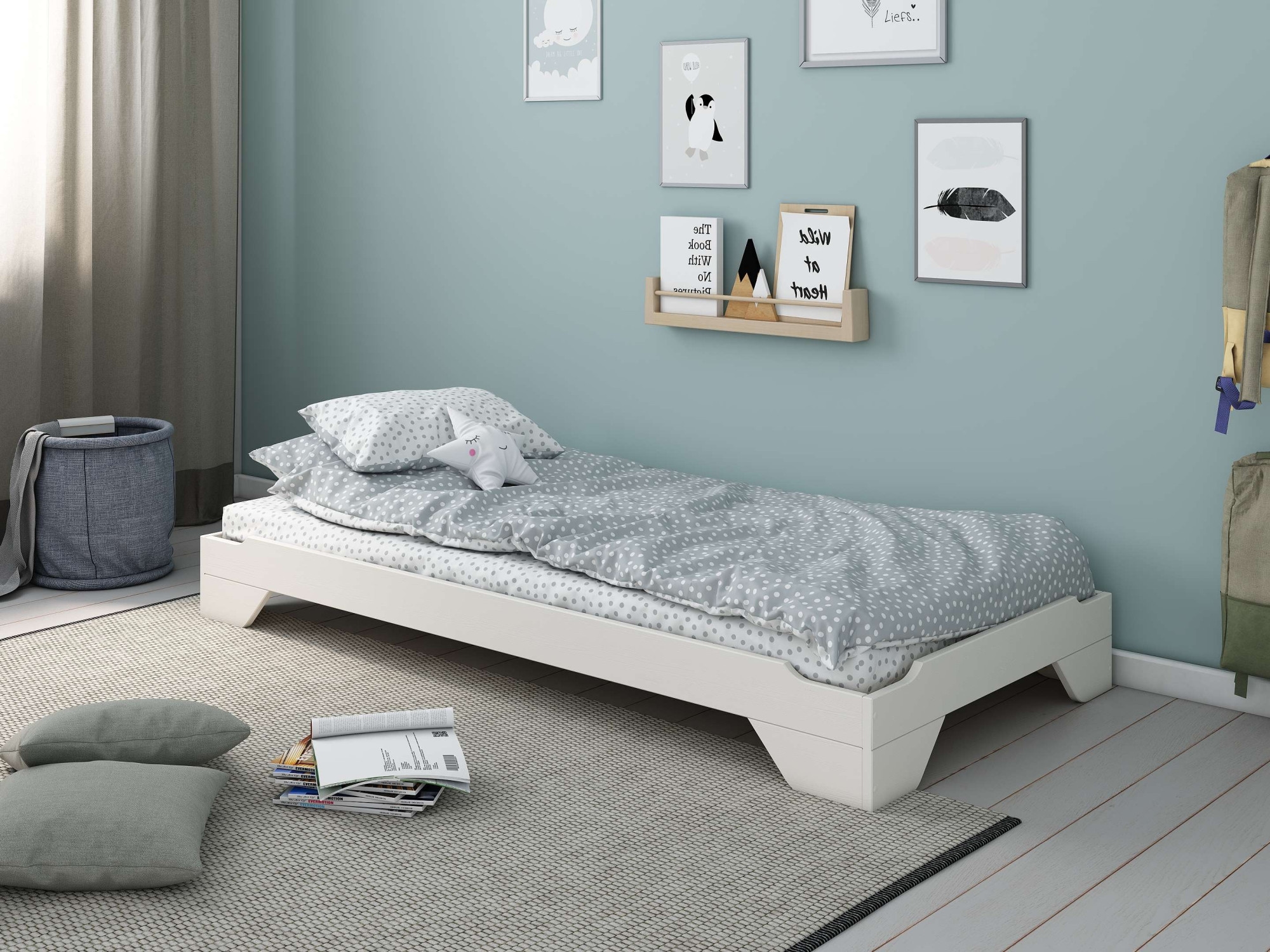 Home affaire Massivholzbett »Melwine, Stapelbett, 2 Betten auch nebeneinander stellbar« inklusive Lattenrost, platzsparend und ideal für Besuch!