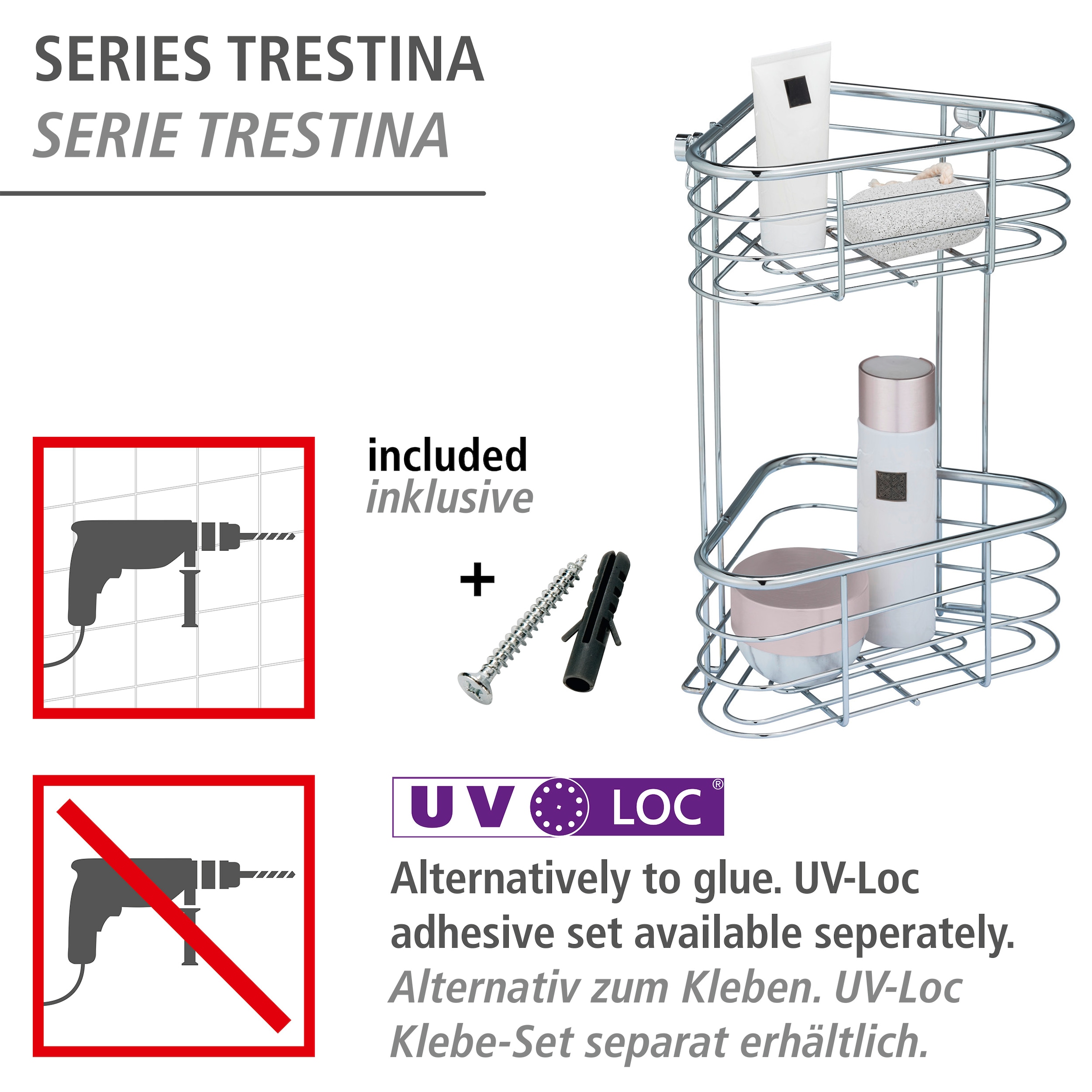 WENKO Badregal »Trestina«, Eckablage, 2 Etagen