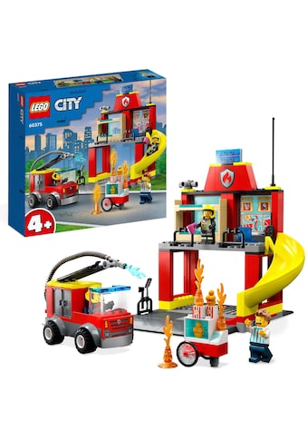 Konstruktionsspielsteine »Feuerwehrstation und Löschauto (60375), LEGO® City«, (153...