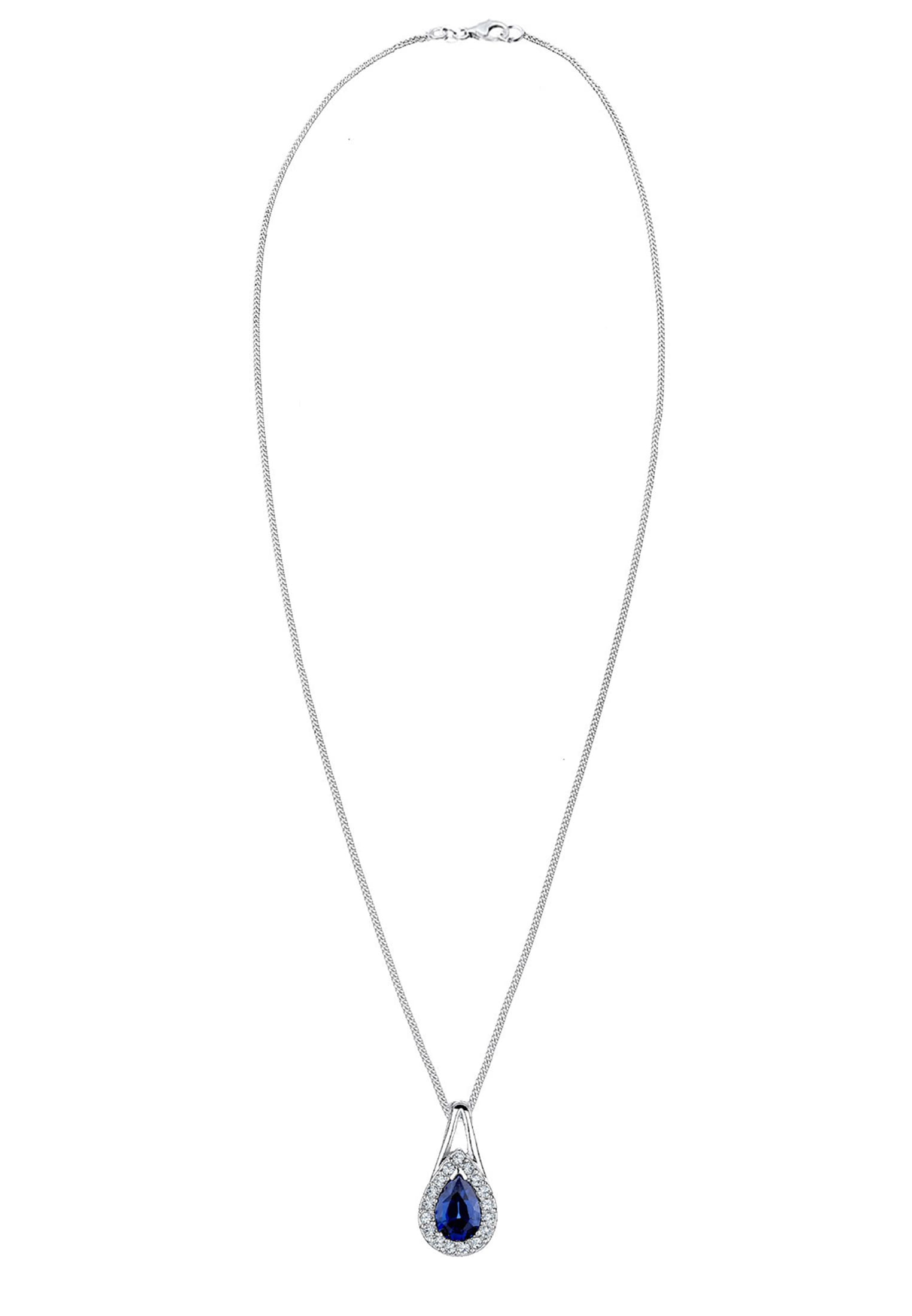 Elli Silberkette »Halskette Tropfen Synthetischer Saphir Blau 925 Sterling Silber«