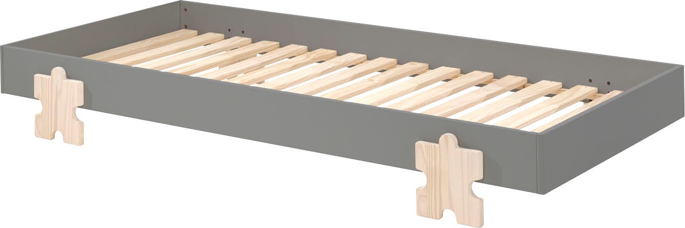 Vipack Kinderbett »Modulo, stapelbares Einzelbett, inkl. Rolllattenrost, 2 Farben«, (B/H/T ca. 203,6x93,8x48cm, Fuß Puzzle massiv, Bettseiten MDF lackiert), Liegefläche 90/200 cm, einzeln oder als 2-er Set erhältlich