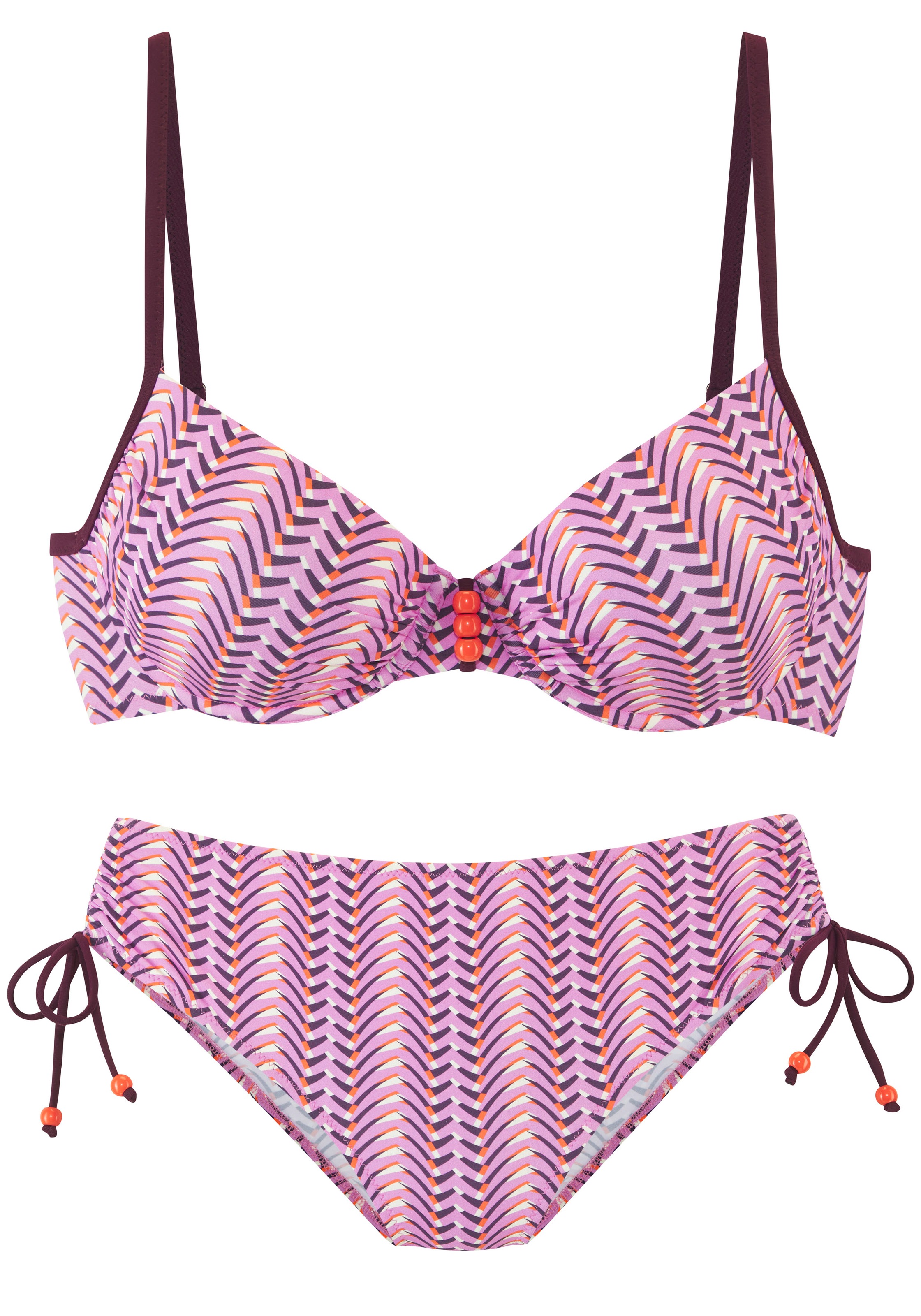 Vivance, Damen, Bügel-Bikini mit Zierperlen, rosa bedruckt, Cup E, 38 - Cup E, rosa bedruckt, Grafischer Print