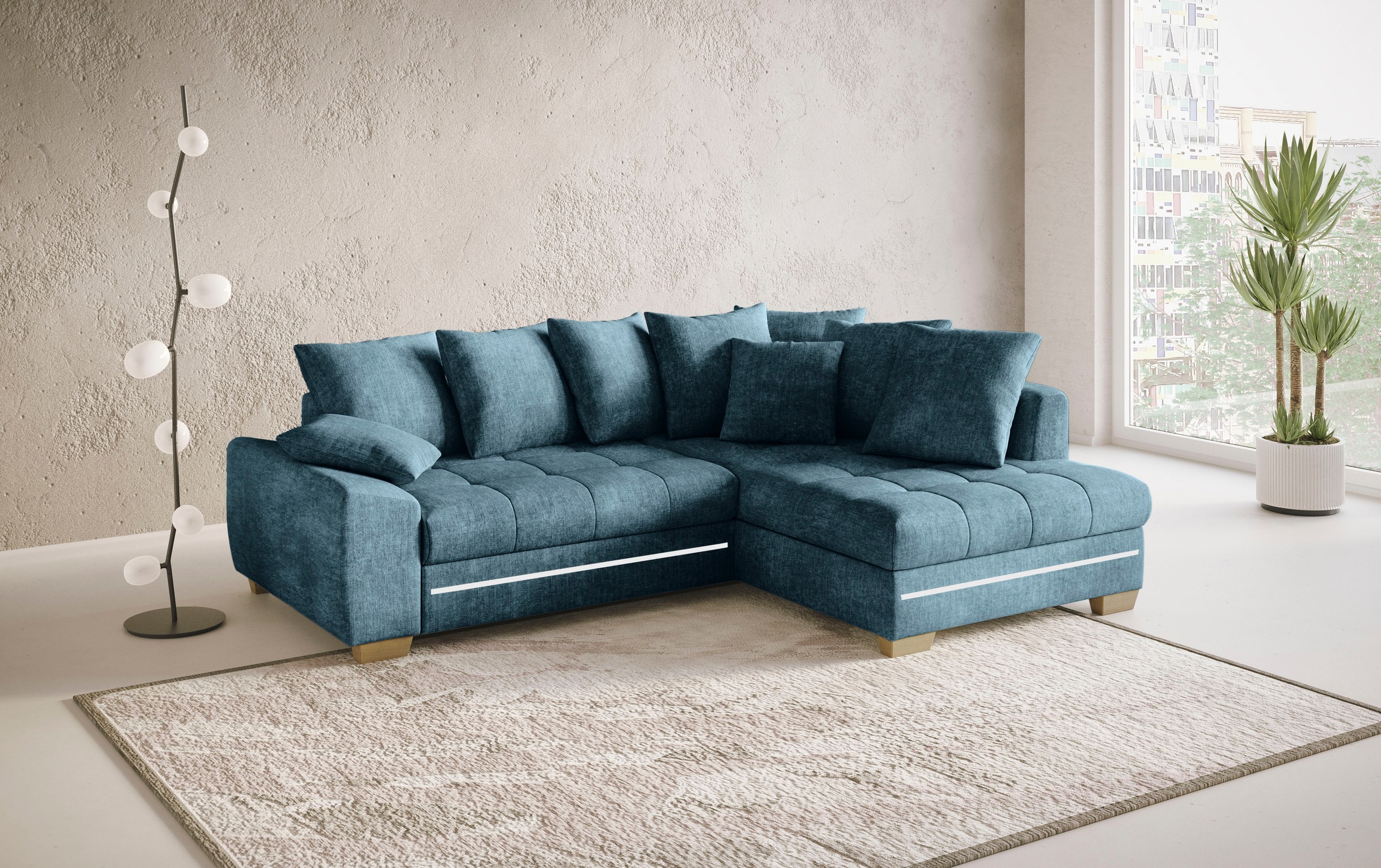 Mr. Couch Ecksofa »Nikita II, L-Form«, mit Kaltschaum, RGB-LED Beleuchtung, wahlweise mit Bett, Bettkasten