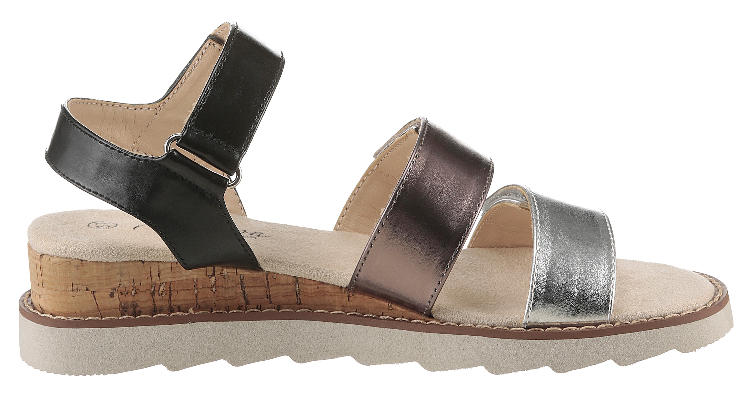 Aniston SHOES Keilsandalette  , Sandale, Sommerschuh, Klettschuh, Metallic-Optik - NEUE KOLLEKTION