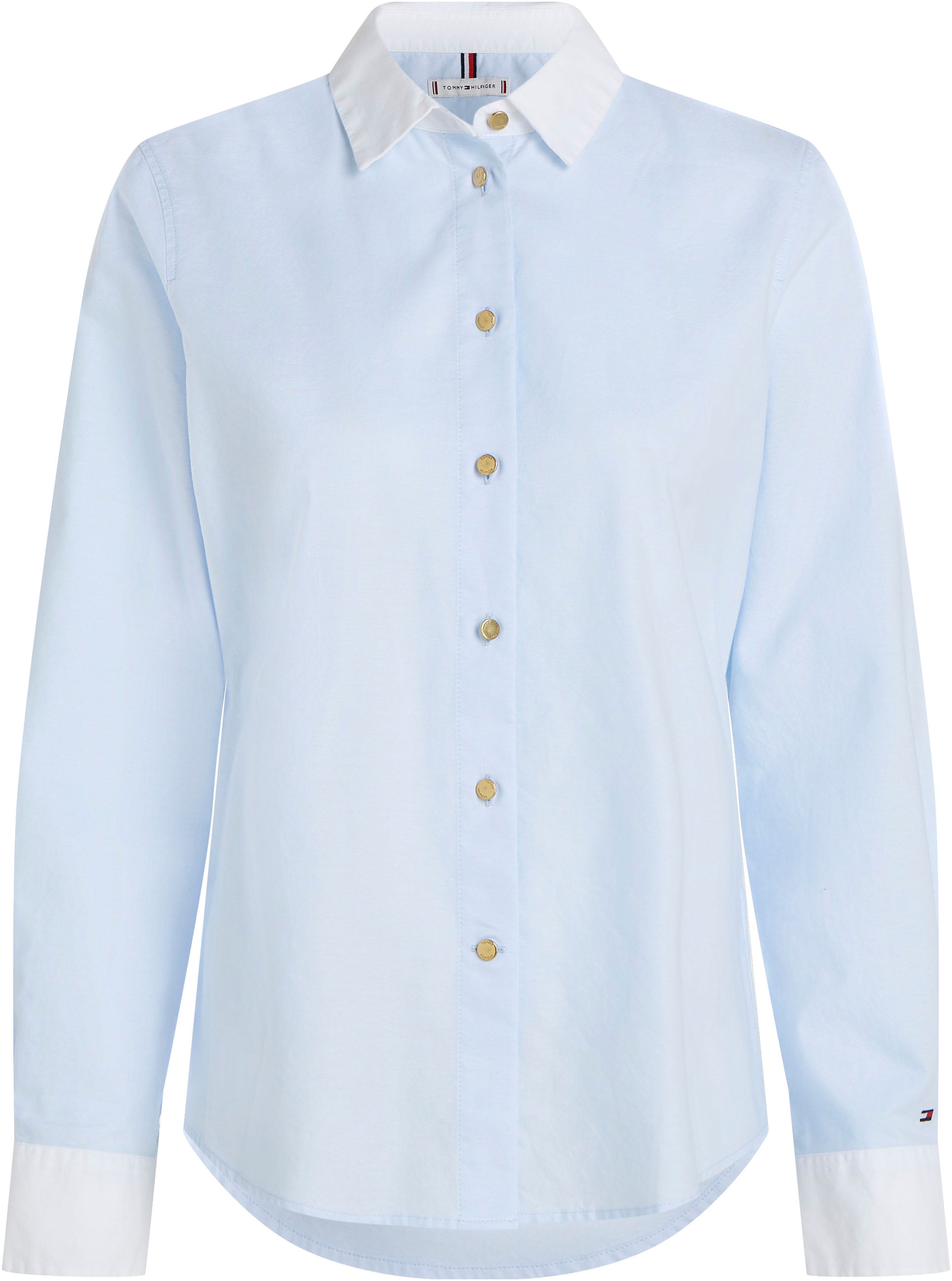 Tommy Hilfiger Hemdbluse »GOLD BUTTON REGULAR LS SHIRT«, mit goldfarbenen Knopf