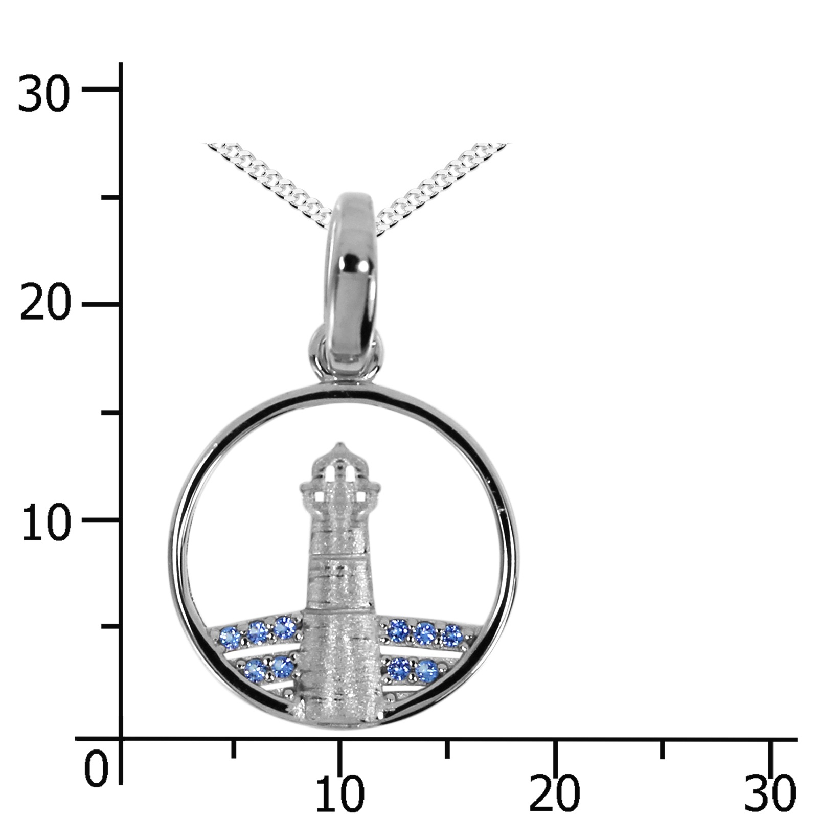 OSTSEE-SCHMUCK Kette und Anhänger Set »- Leuchtturm 15 mm - Silber 925/000 - Zirkonia«