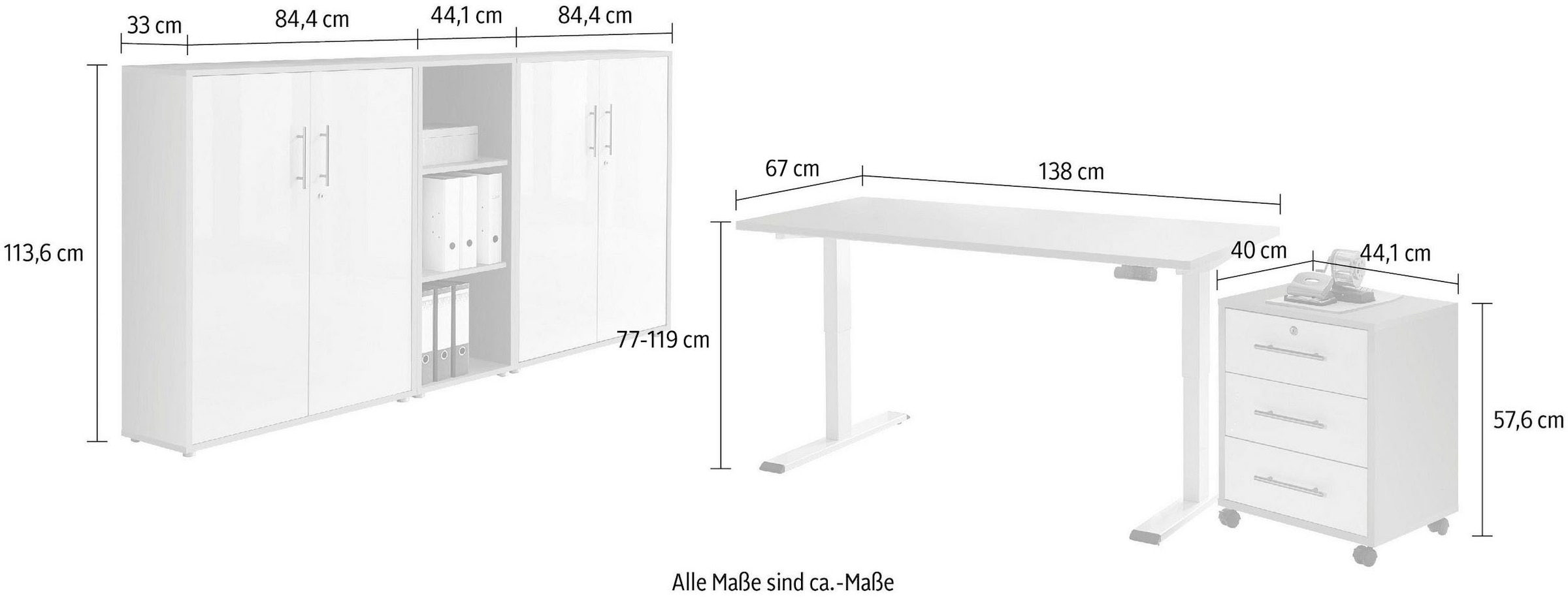Büromöbel-Set auf »Tabor«, mit Raten St.), höhenverstellbarem (Set, Schreibtisch 5 Möbel bestellen elektrisch BMG