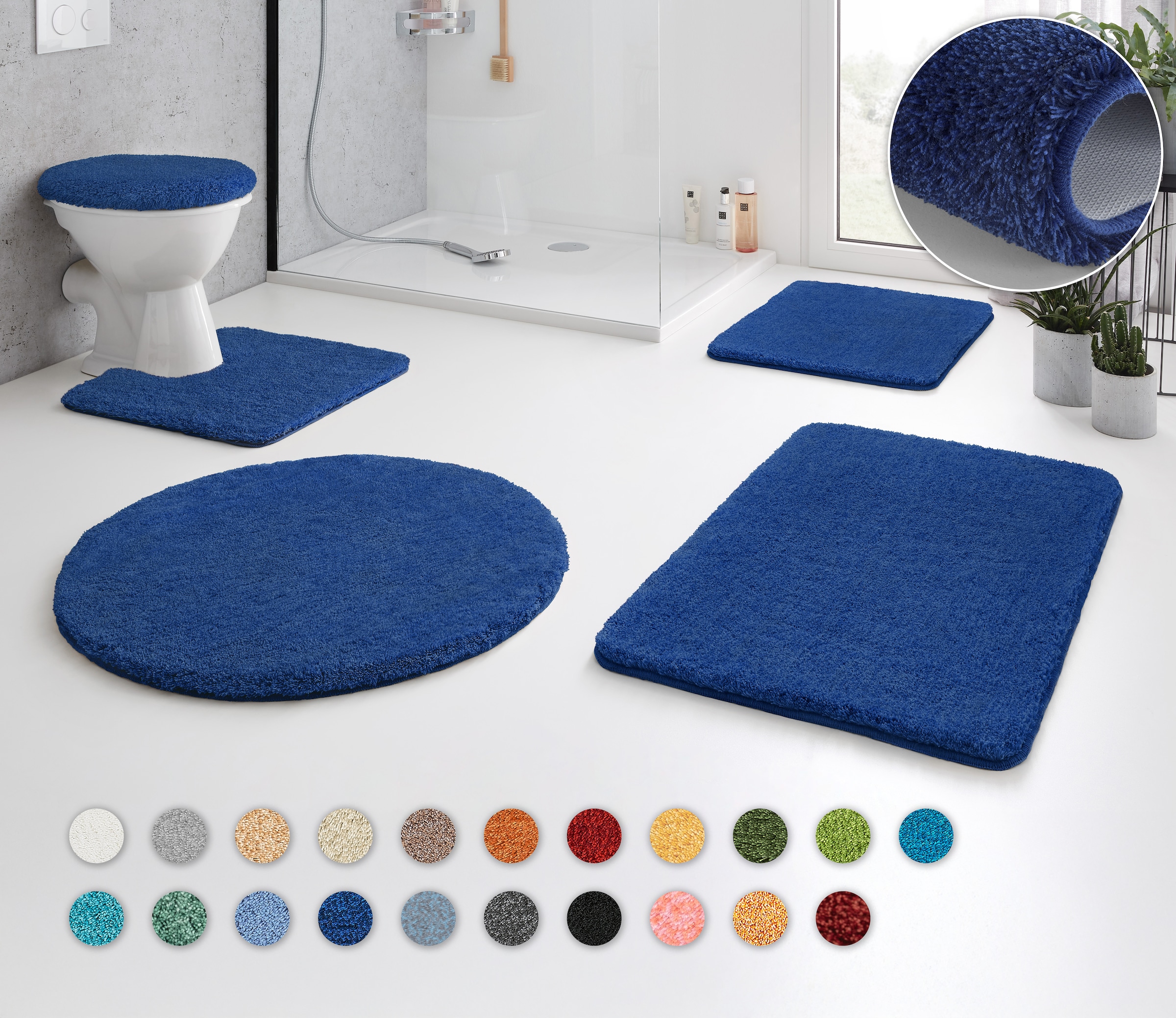 Kleine Wolke Badematte »RELAX«, rutschhemmend beschichtet, fußbodenheizungsgeeignet, Badteppich, Uni Farben, rechteckig, rund & als Set erhältlich