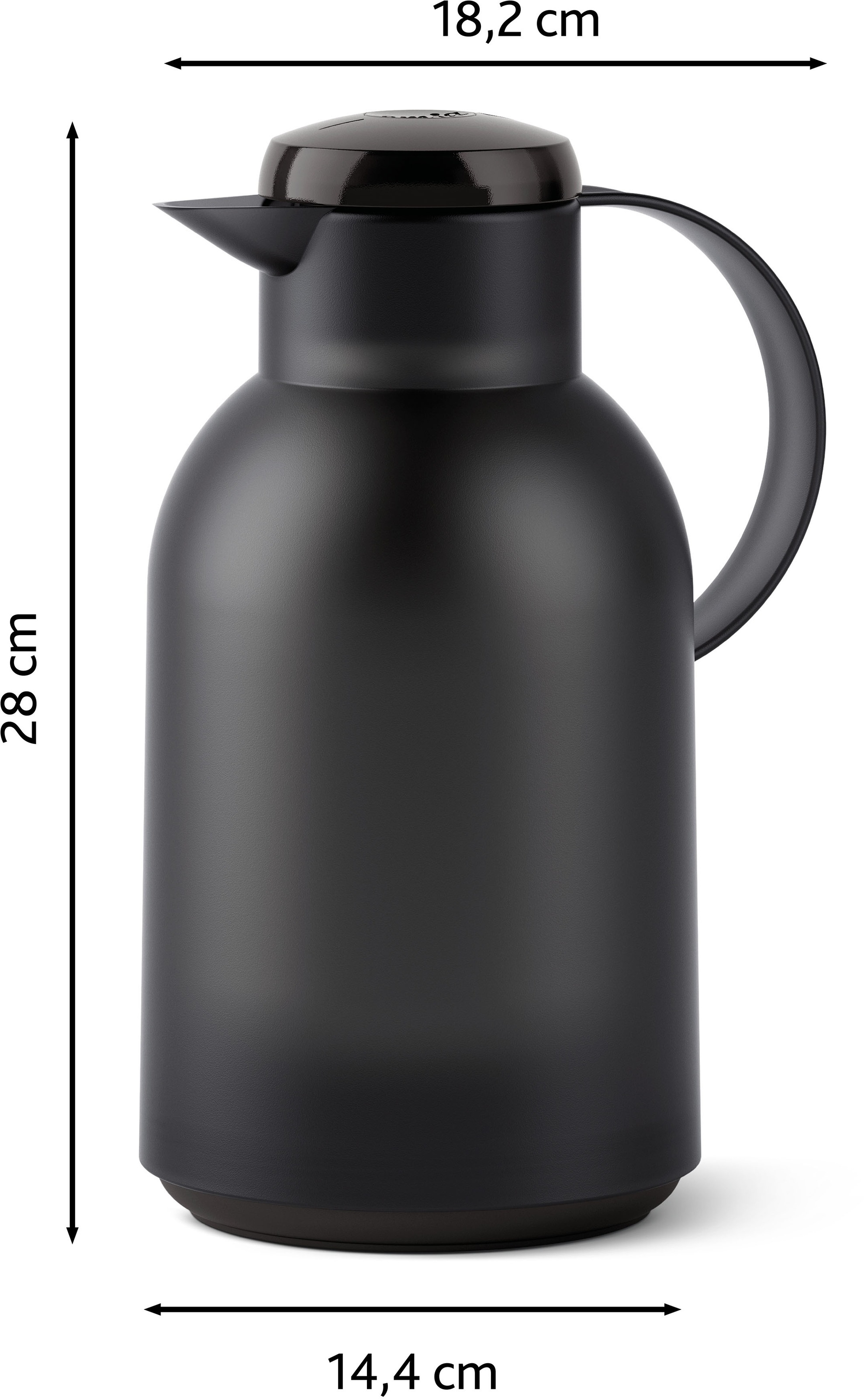 Emsa Isolierkanne »Samba«, 1,5 l, XXL-Modell, zeitloses Design, einfacher Knopfdruck, 24h kalt, 12h warm