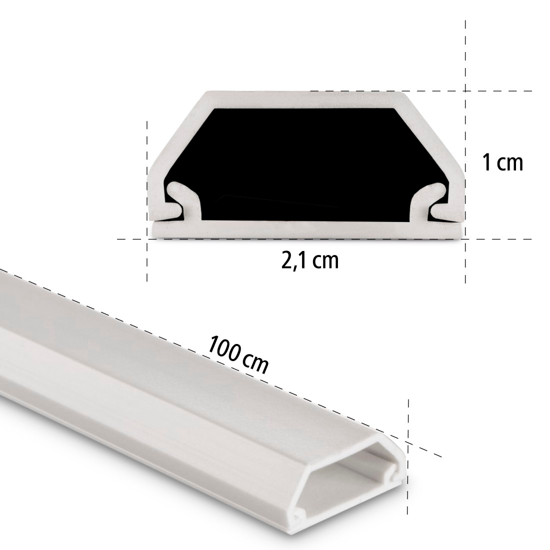 Hama Kabelkanal »Kabelkanal, 3 Stück, 100 x 2,1 x 1 cm, PVC, Weiß«, selbstklebend, eckig, individuell anpassbar, universell, langwierig