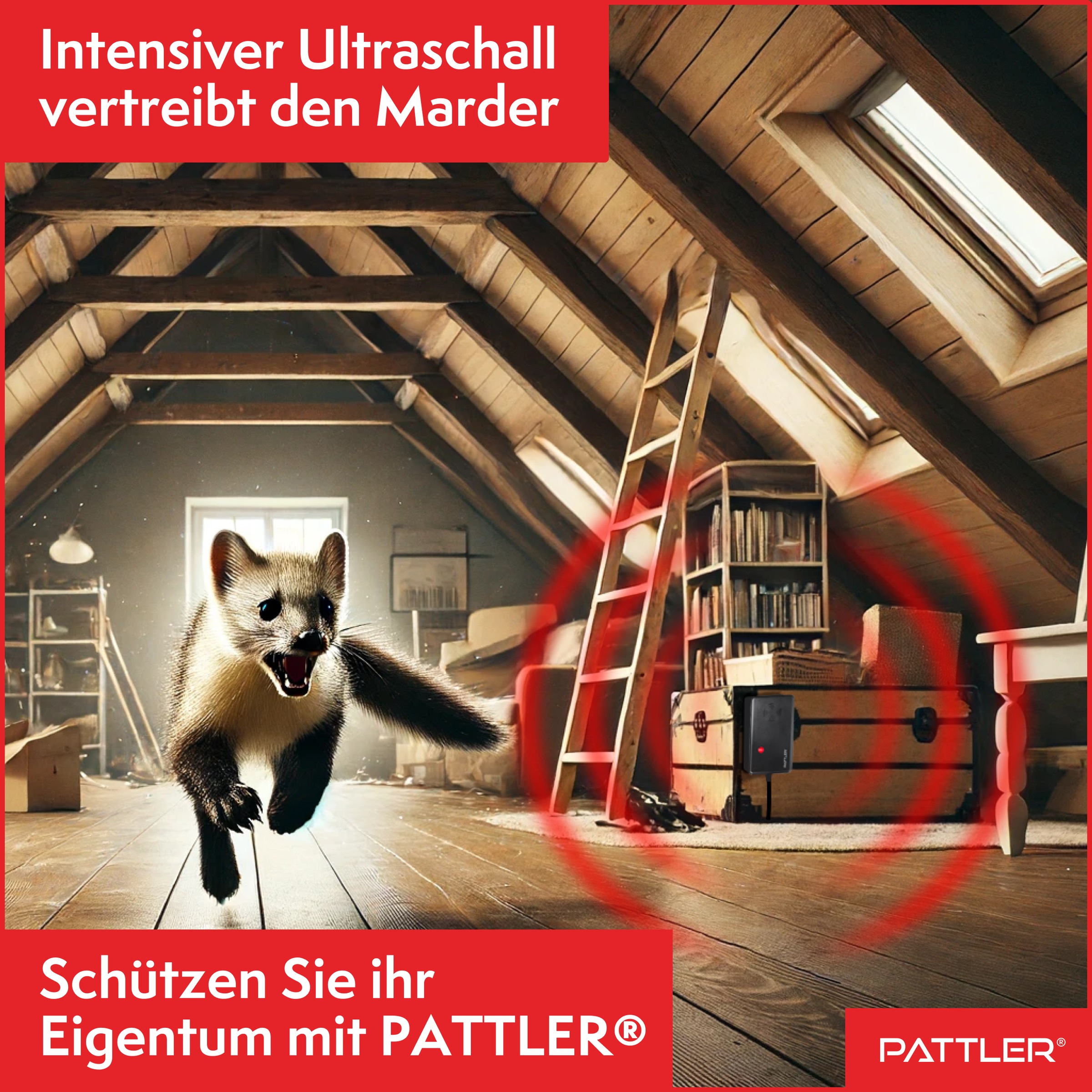 Pattler Ultraschall-Tierabwehr »Marderschreck mit  Hochfrequenztönen« 1 Gerät für ca. 60 m²