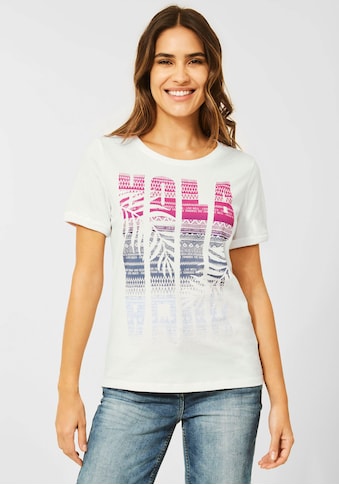 Cecil Print-Shirt, in Unifarbe mit Wording und sommerlichem Print kaufen