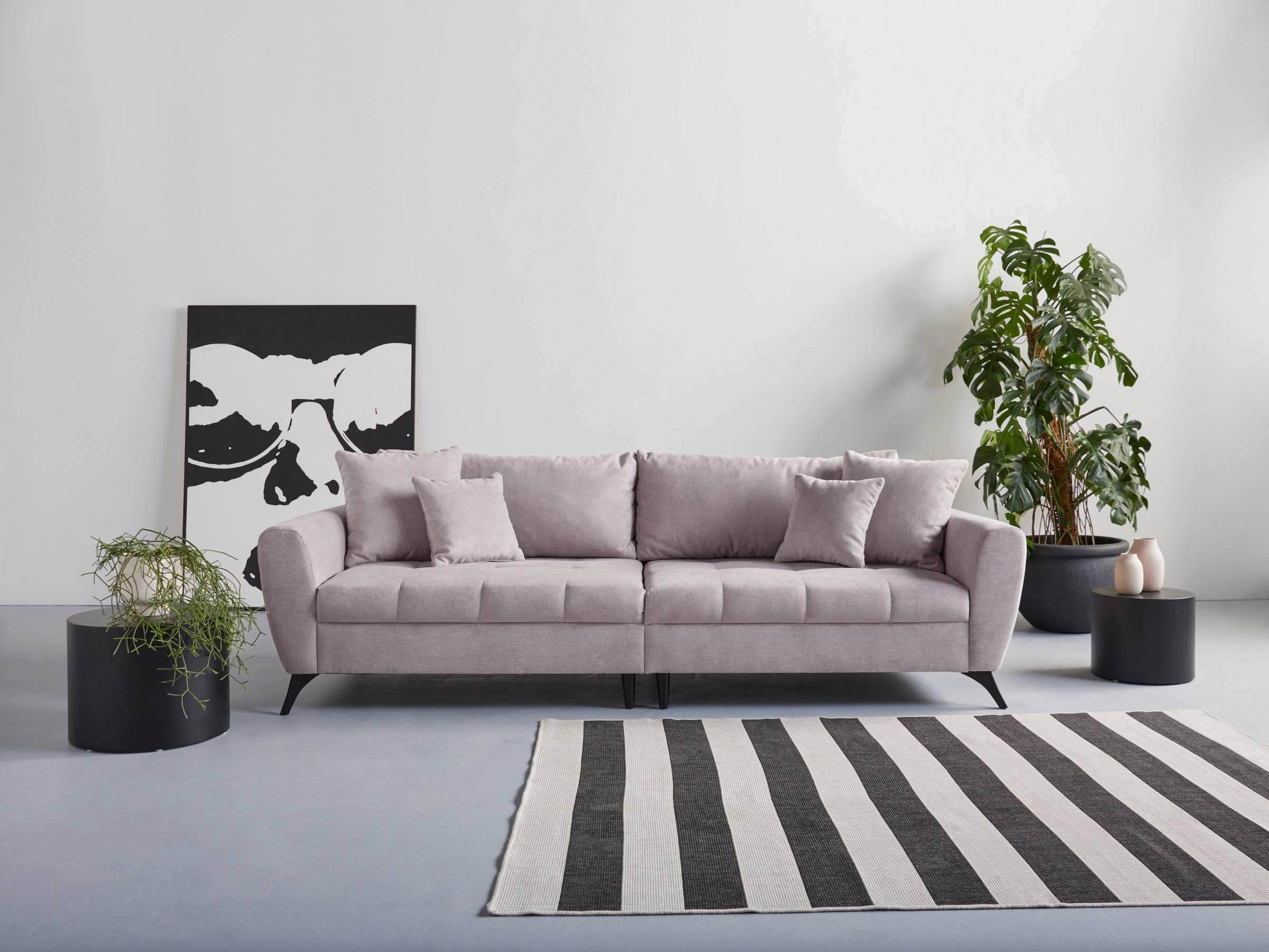 INOSIGN Big-Sofa »Lörby«, auch Kissen clean-Bezug, Steppung lose Aqua im Raten auf kaufen Sitzbereich, feine mit