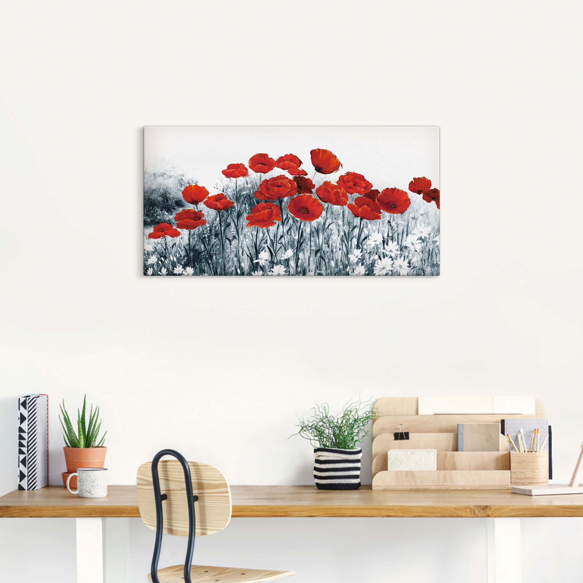 Artland Leinwandbild »Roter Mohn im Feld« Blumen 1 Stk. tlg. auf Holzrahmen gespannt