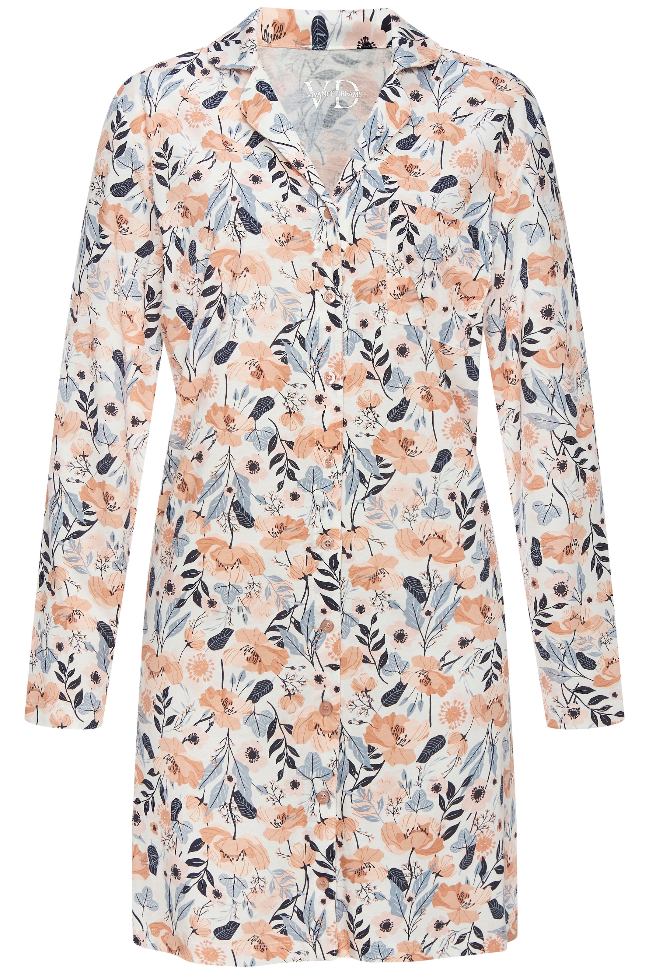 Vivance Dreams Nachthemd 1-teilig,  Brusttasche mit aufgesetzter Brusttasche