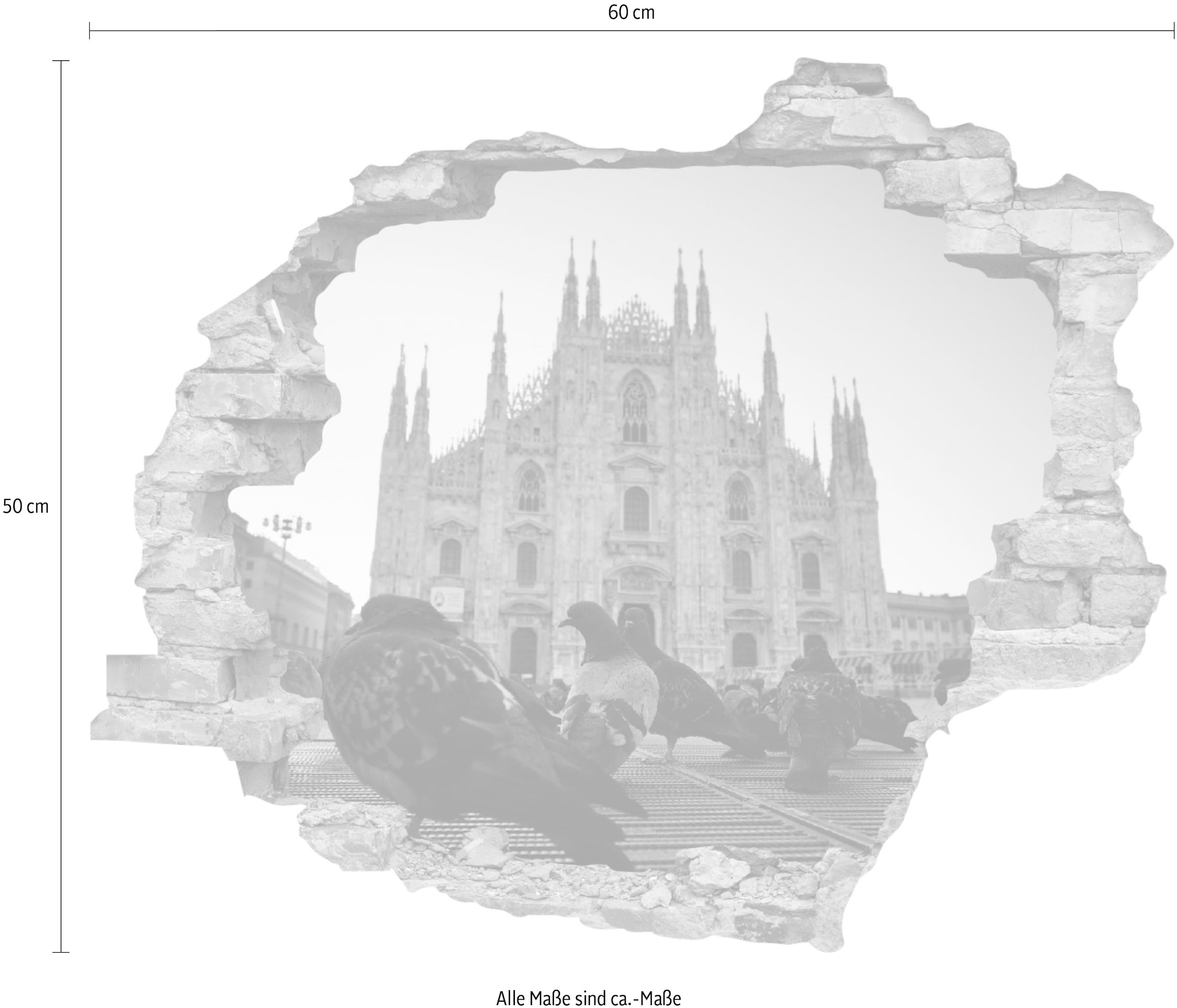 queence Wandtattoo »Tauben«, (1 St.), Wandsticker, Wandbild, selbstklebend, 3D, Wanddurchbruch