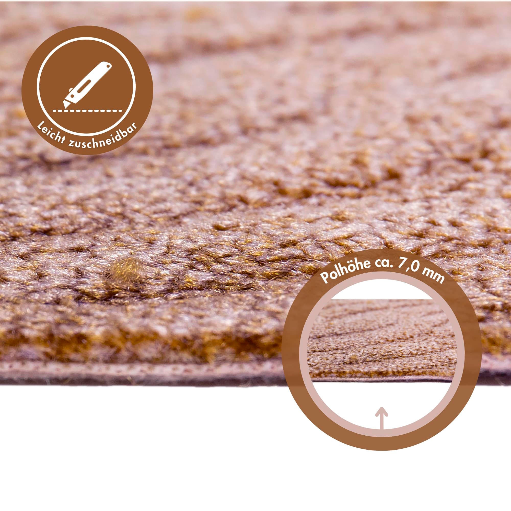 Andiamo Teppichboden »Amberg, Strukturschlinge, Made in Belgium«, rechteckig, 9 mm Höhe, Breite 200, 300, 400 oder 500 cm, Hoch-Tief Effekt, strapazierfähig