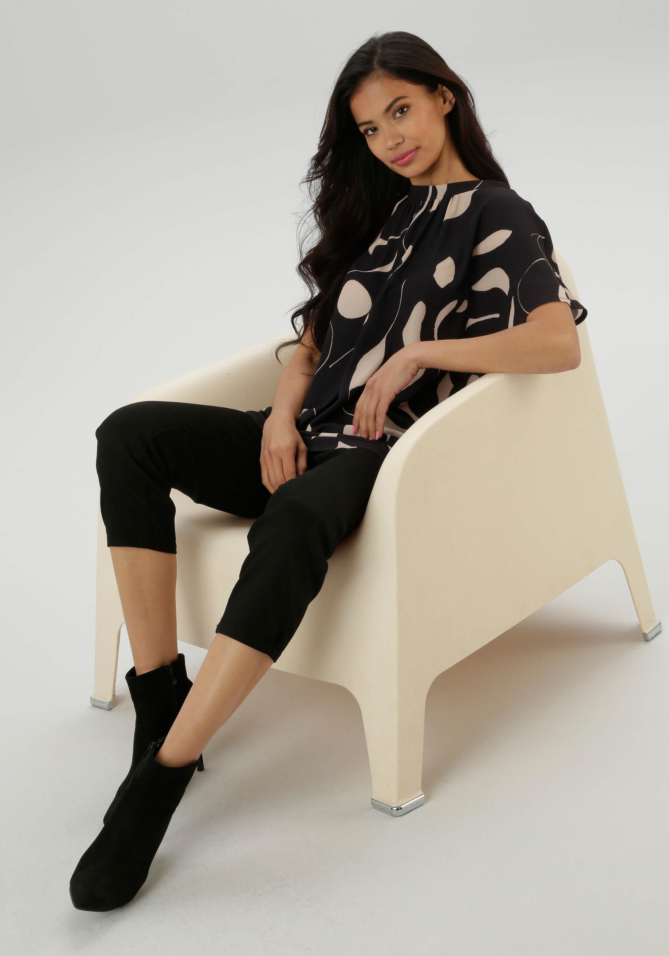 Aniston SELECTED Kurzarmbluse, in extra weiter Form - NEUE KOLLEKTION