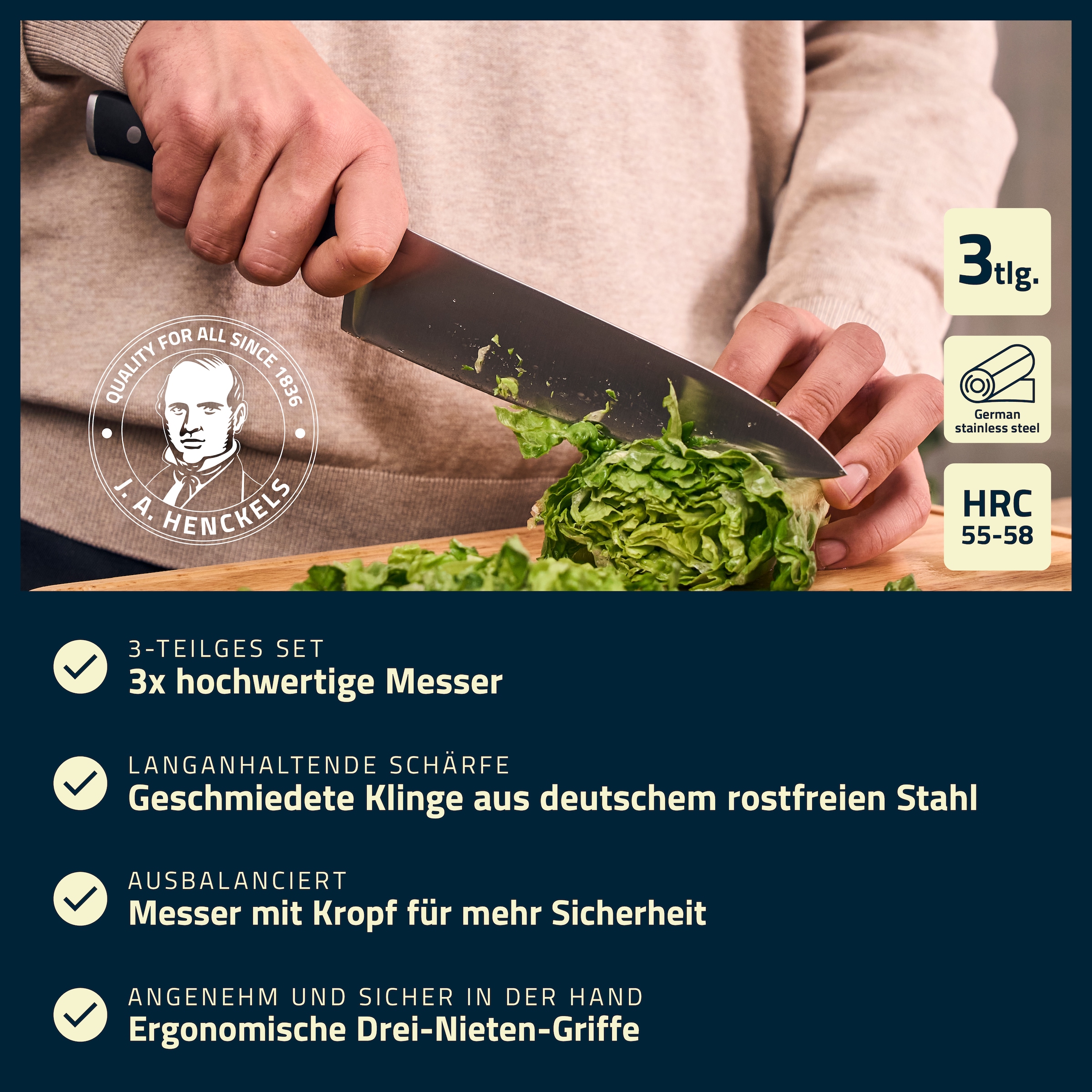 HENCKELS by ZWILLING Messer-Set »Accent« Rostfreier Klingenstahl, Ergonomische Griffe