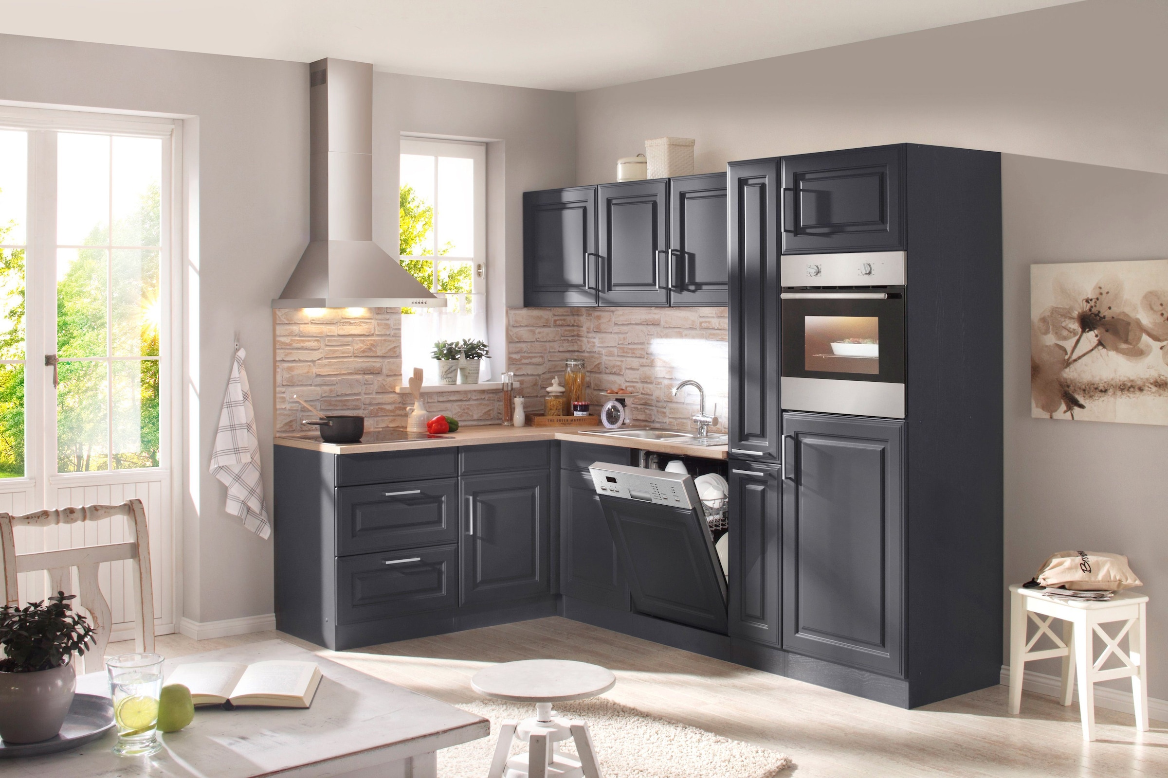 KOCHSTATION Winkelküche »KS-Stockholm« mit E-Geräten,260 x 170 cm, mit hochwertigen MDF Fronten