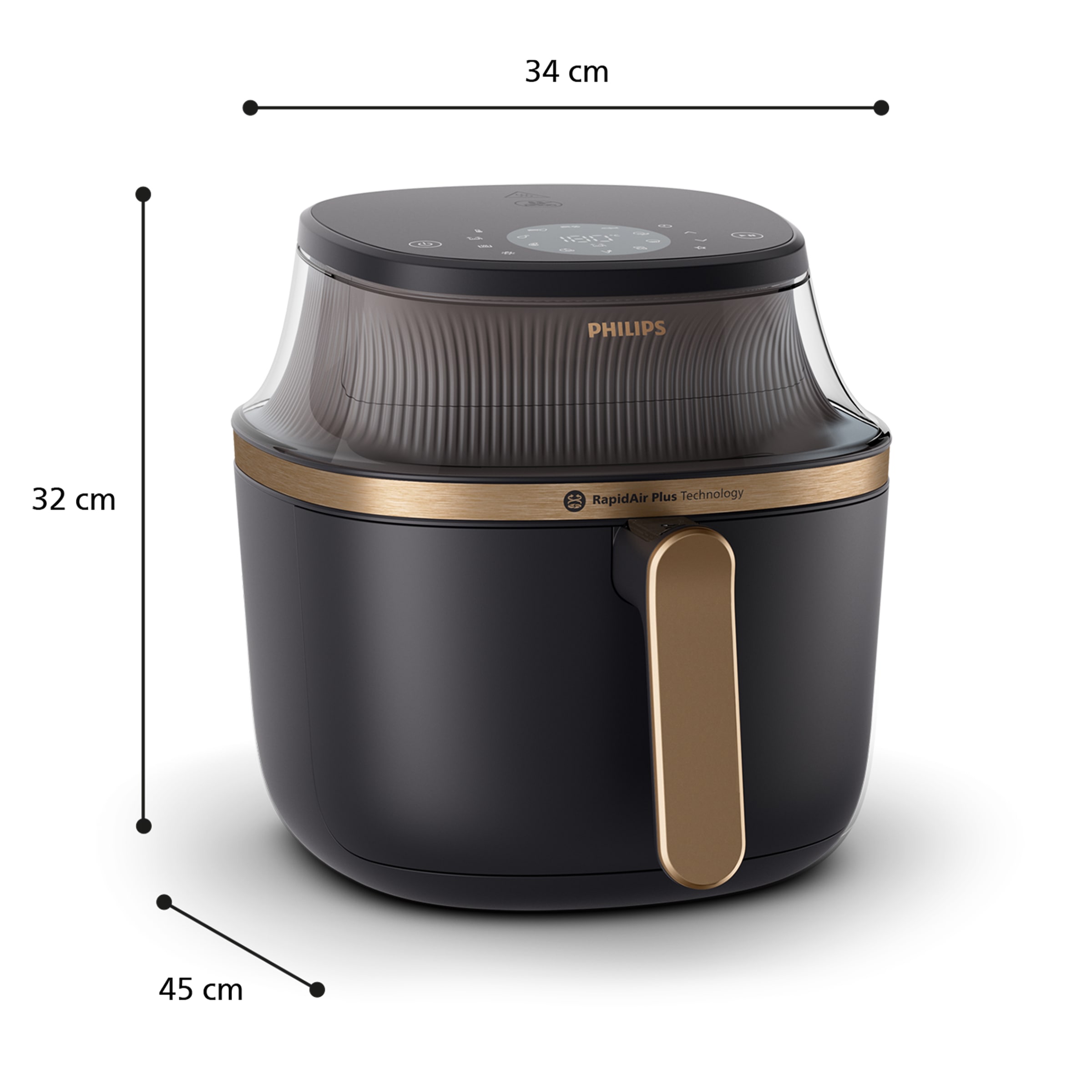 Philips Heißluftfritteuse »Airfryer 3000 NA342/00, mit 7.2L, Sichtfenster«, 2000 W, RapidAir Plus Technologie und 16 Kochfunktionen; Schwarz/Kupfer