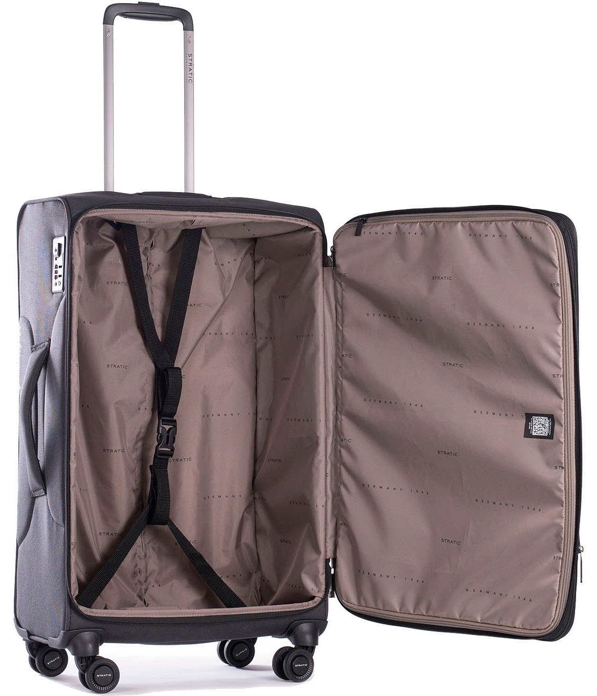 Stratic Weichgepäck-Trolley »Bendigo Light + M, black«, 4 Rollen, Reisekoffer großer Koffer Aufgabegepäck TSA-Zahlenschloss