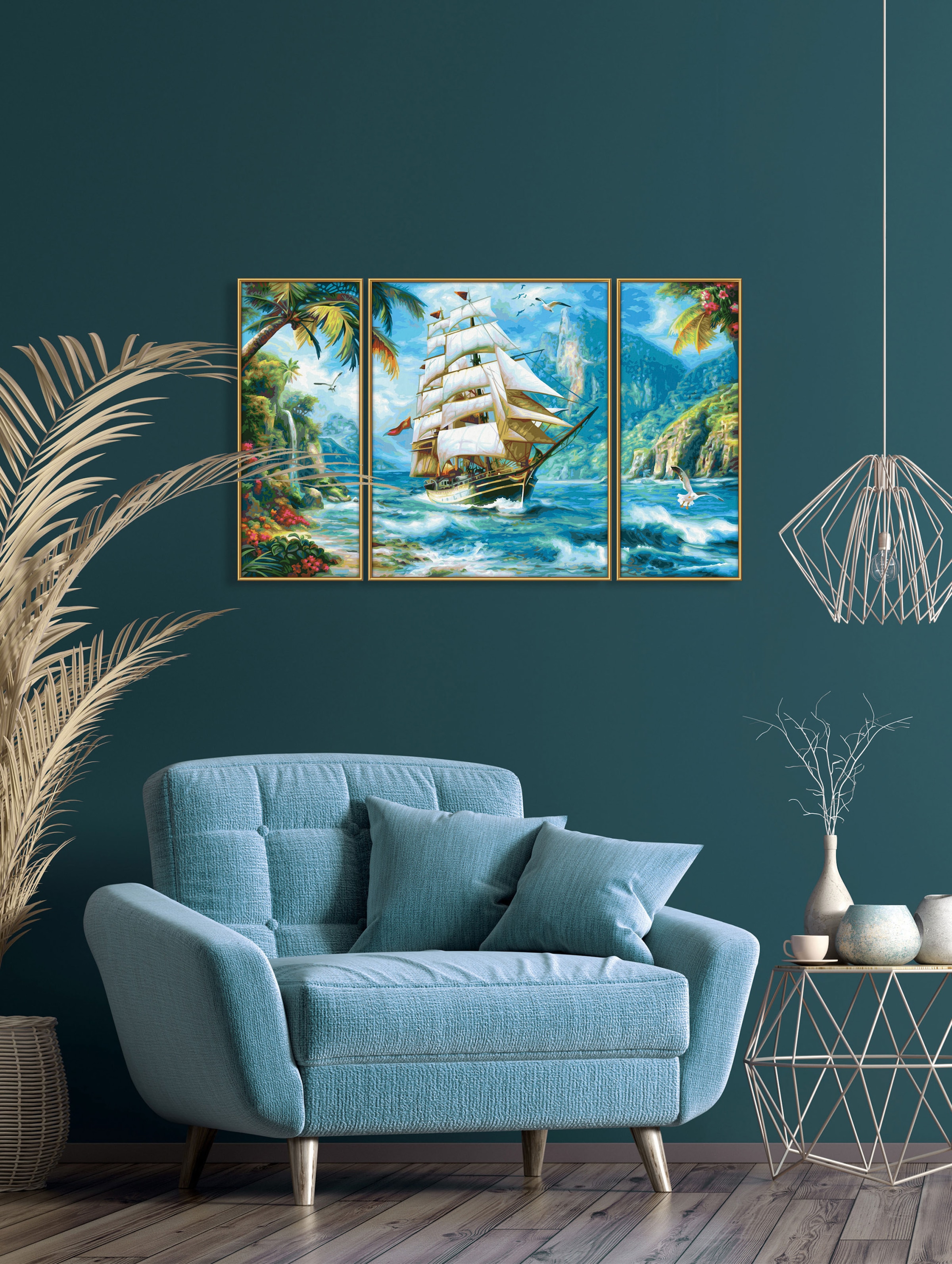 Schipper Malen nach Zahlen »Meisterklasse Triptychon - Segelschiff in der Südsee« Made in Germany