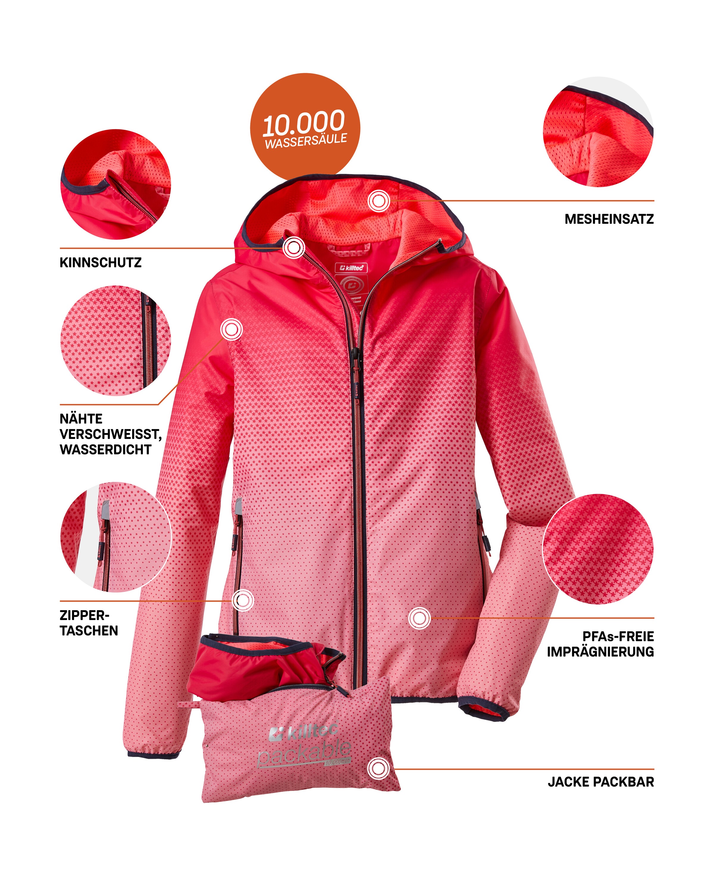 Killtec Outdoorjacke »Lyse GRLS JCKT A«, Leichte Mädchen Funktionsjacke von killtec, wasserdicht, packbar