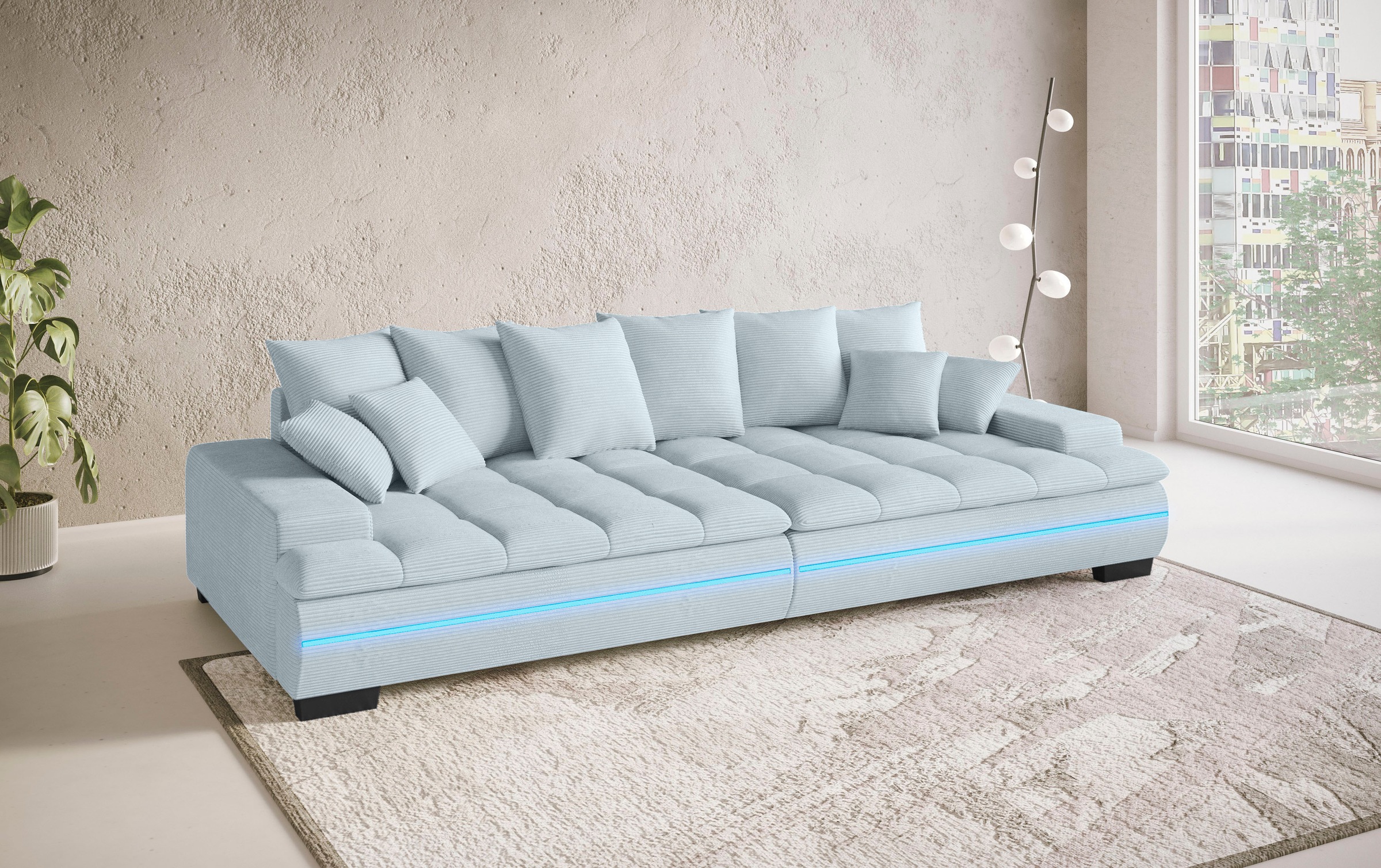 Mr. Couch Big-Sofa »Haiti II«, RGB-LED Beleuchtung, Kaltschaumpolsterung, bis 140 kg belastbar