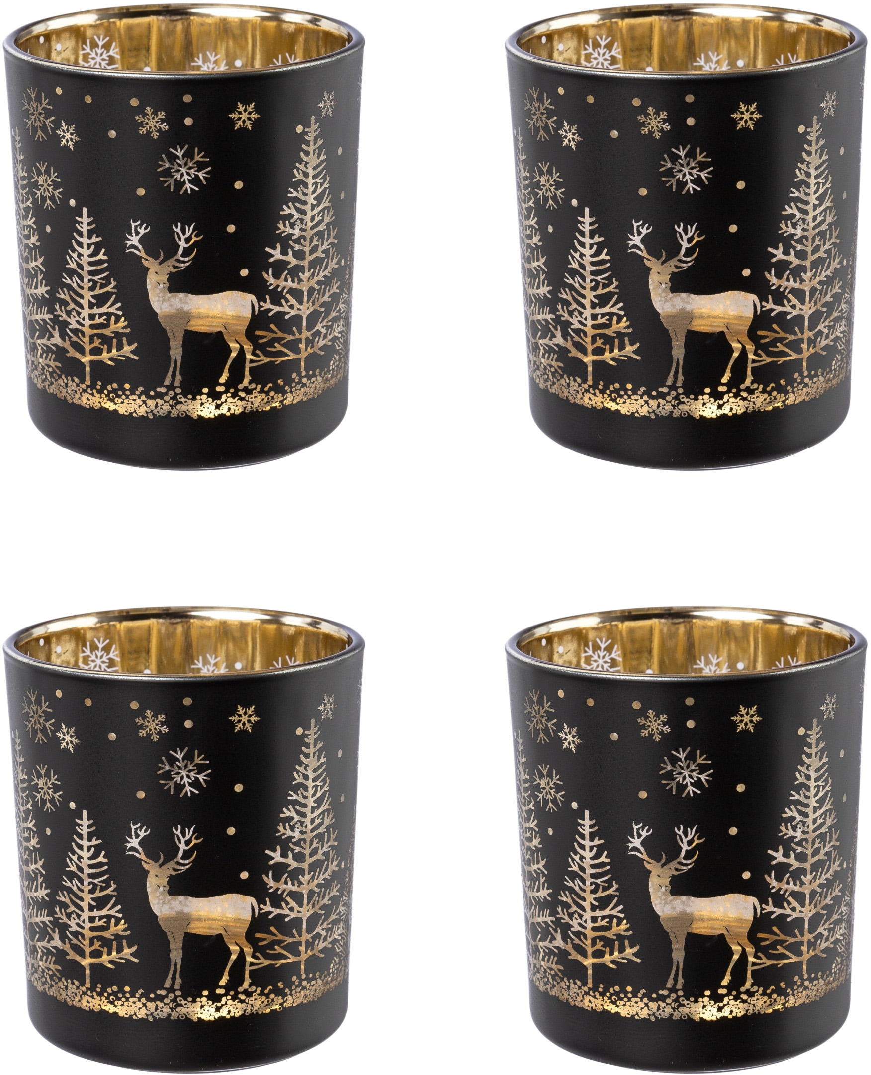 Creativ deco Teelichthalter »Weihnachtsdeko«, (4 goldfarbener Innenseite Rechnung mit bestellen auf St.)