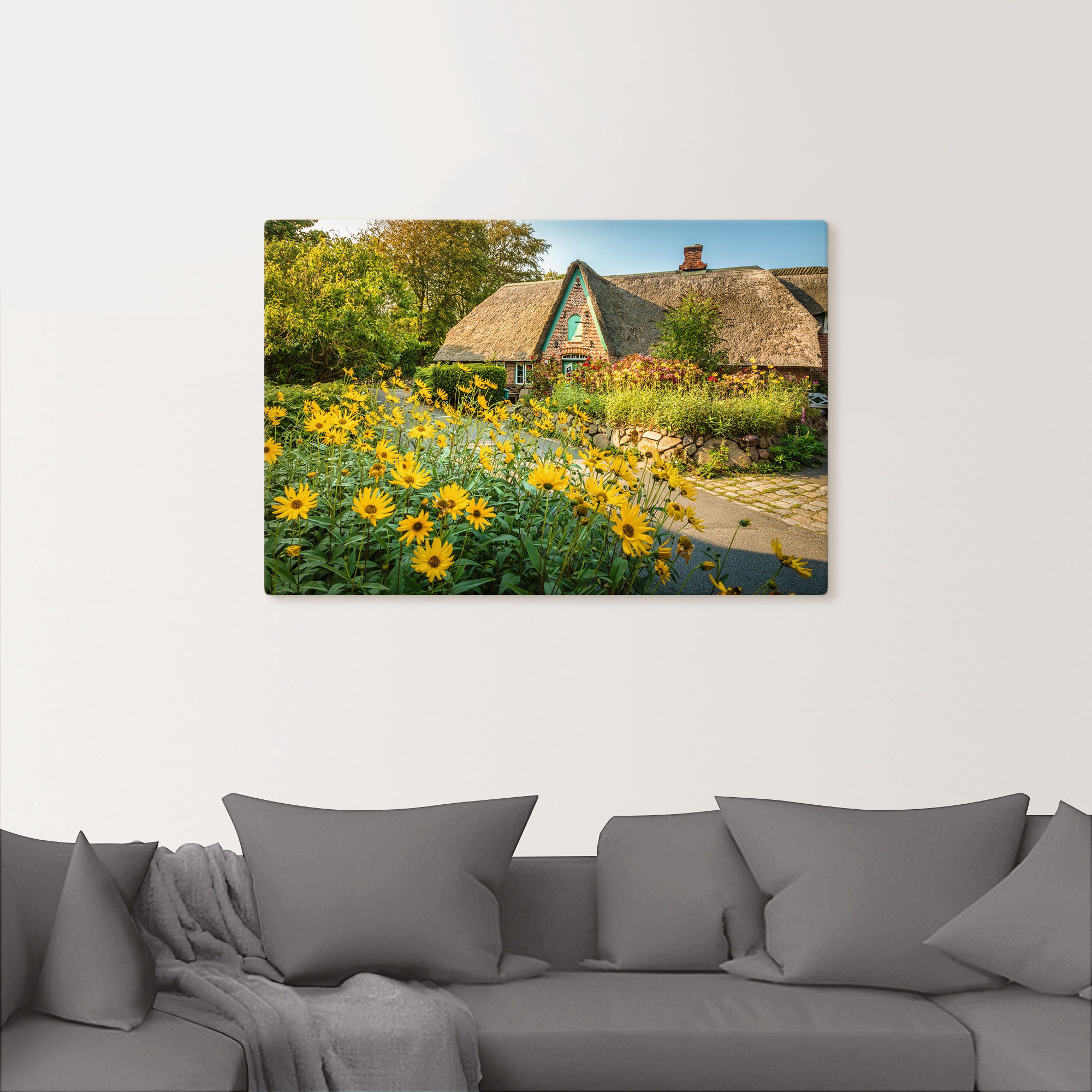 Artland Leinwandbild »Historischer Hof mit Bauerngarten Keitum«, Gartenbilder, (1 St.), auf Keilrahmen gespannt