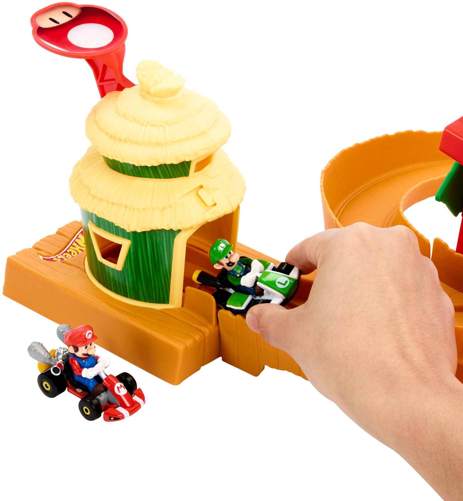 Hot Wheels Autorennbahn »Super Mario Bros. Dschungel-Königreich Rennstrecke«, mit Mario Die-Cast-Spielzeugauto