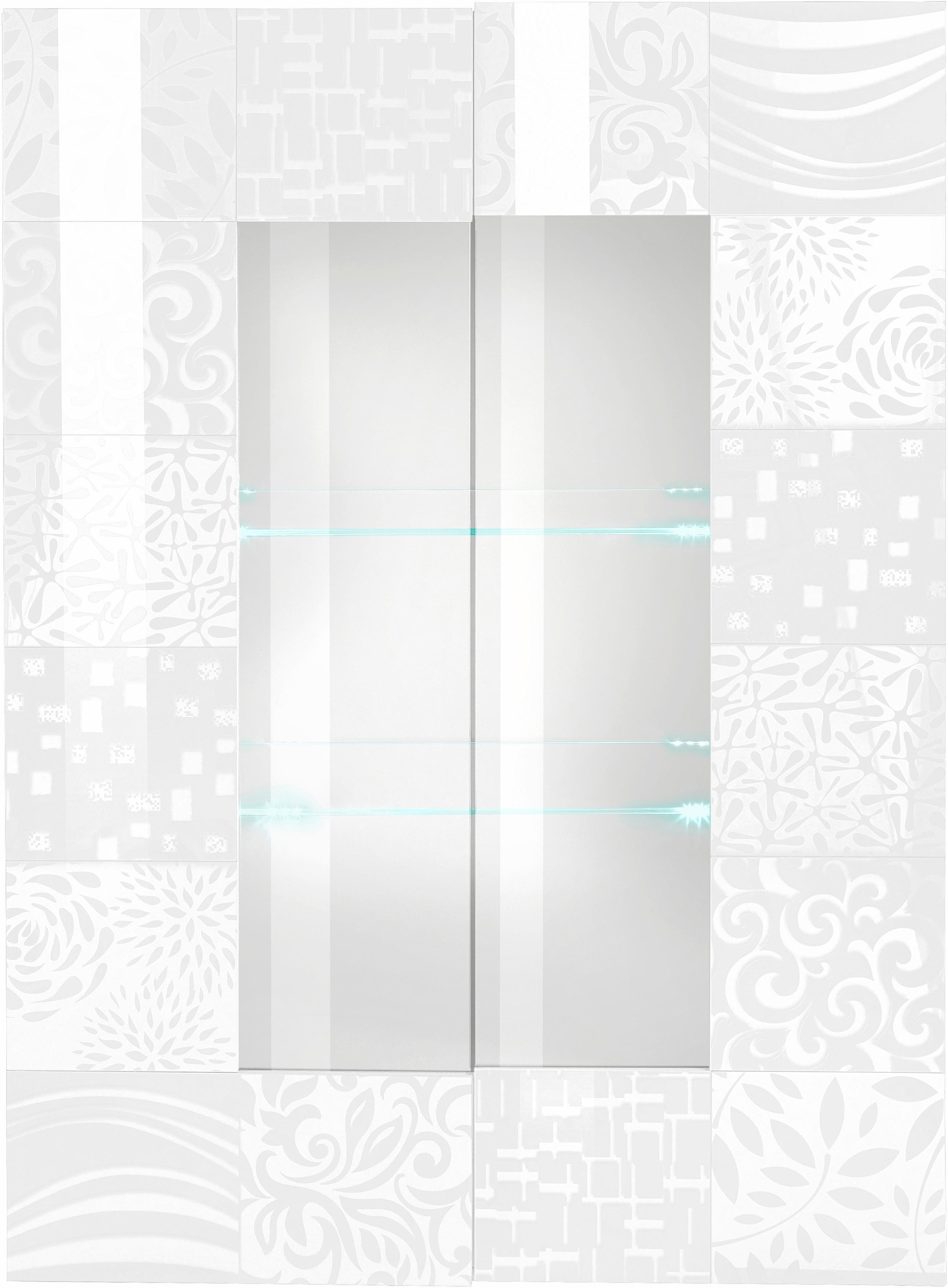 INOSIGN Vitrine »Miro«, Stauraumvitrine, Höhe 166 cm mit dekorativem Siebdruck