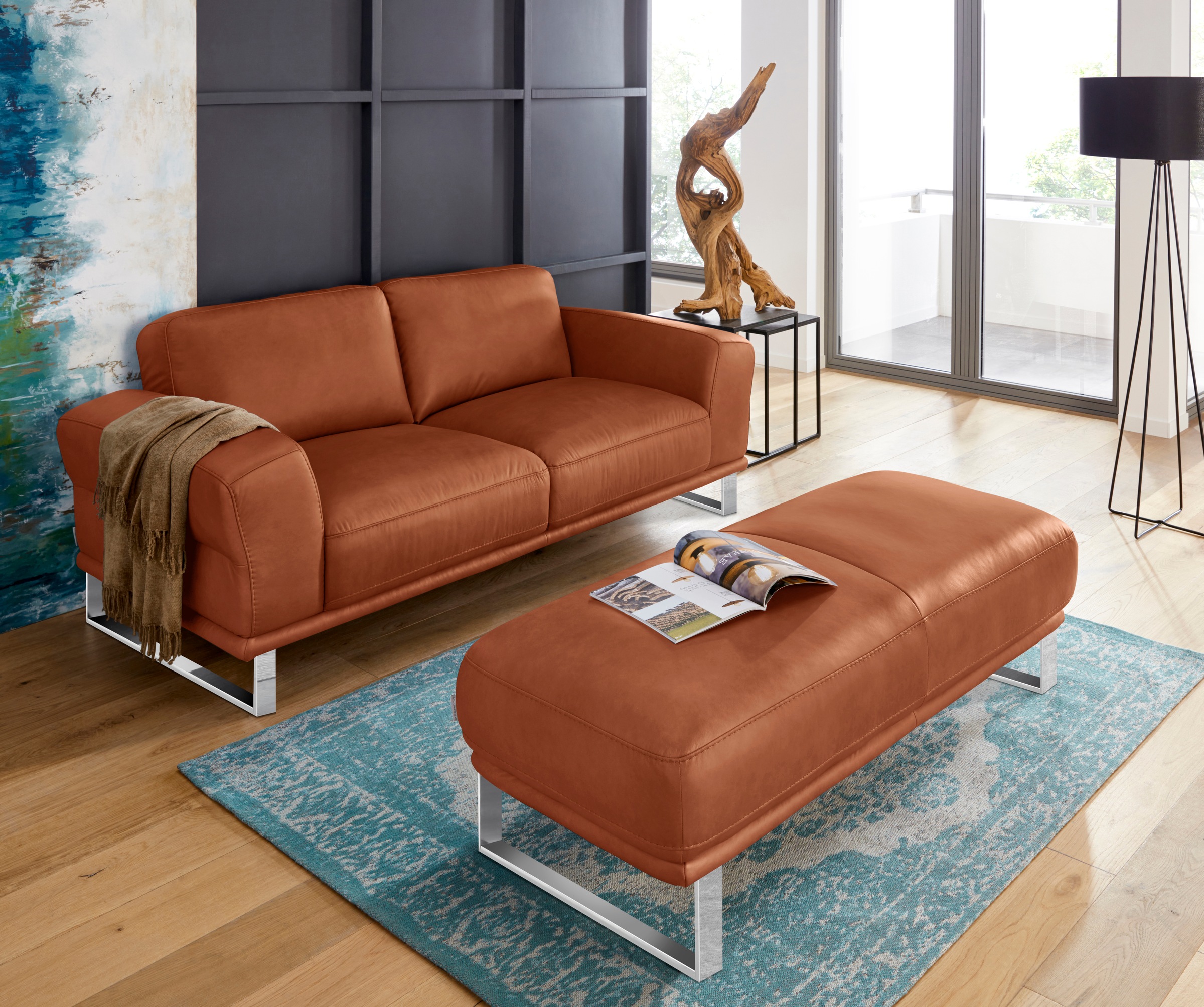 W.SCHILLIG Hocker »montanaa«, mit Metallkufen in Chrom glänzend, Breite 141 cm