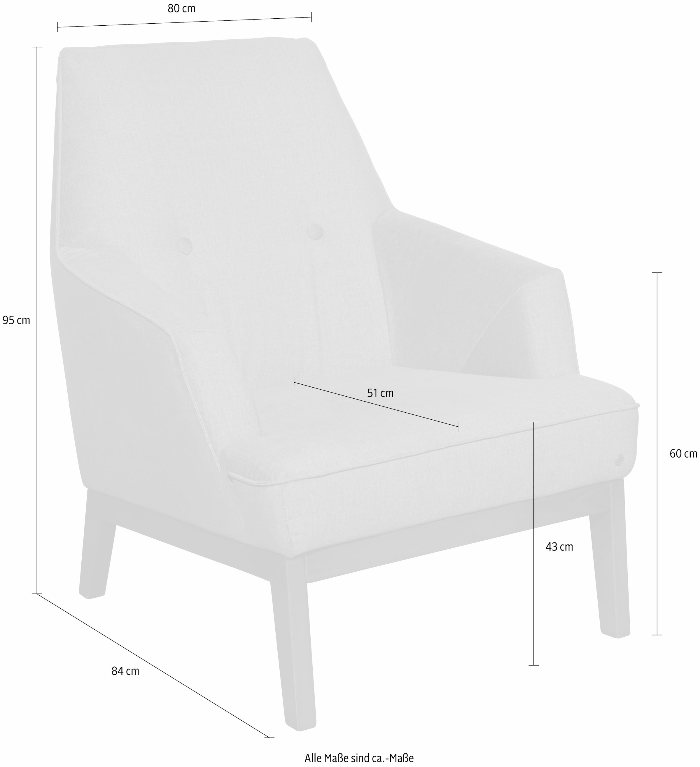 TOM TAILOR HOME Sessel »COZY«, im Retrolook, mit Kedernaht und Knöpfung,  Füße nussbaumfarben auf Rechnung bestellen