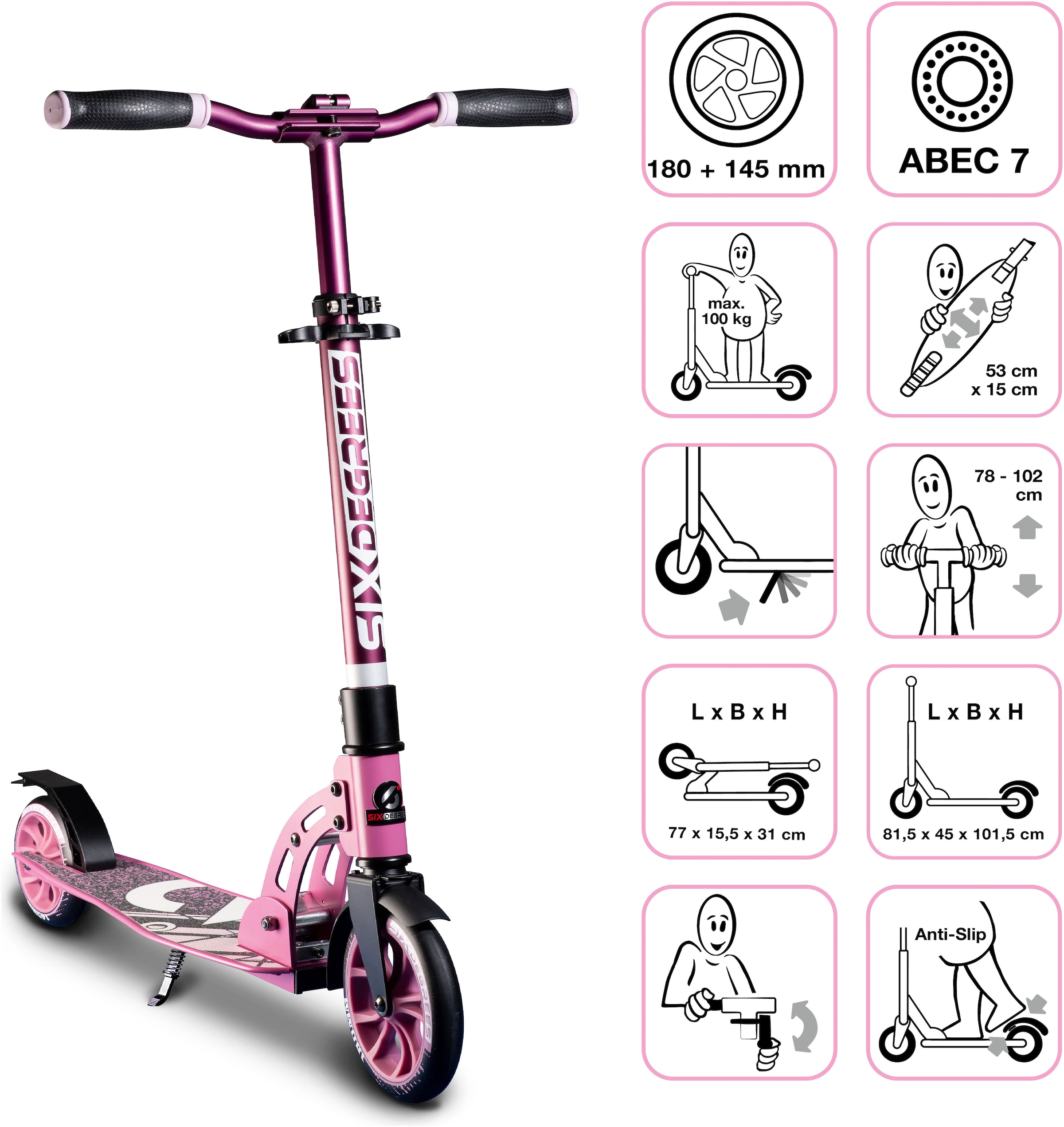 Six Degrees Scooter »Aluminium Scooter Junior 180/145 mm«